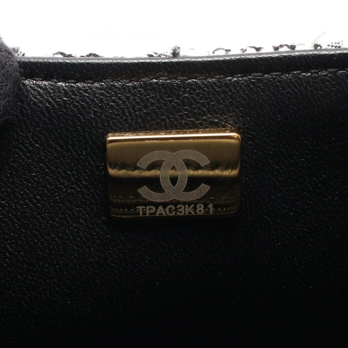 Chanel Black White Fabric Leather Handbag Shoulder Bag (Pre-Owned)
