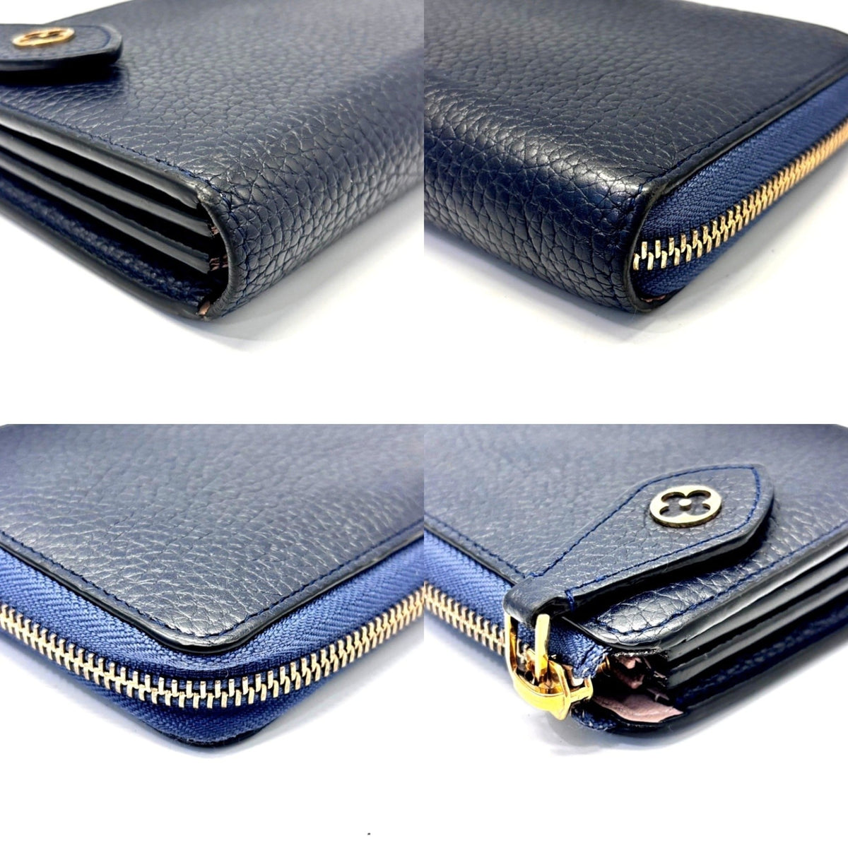Louis Vuitton Navy Blue Leather Long Wallet (Bi-Fold) (Pre-Owned)
