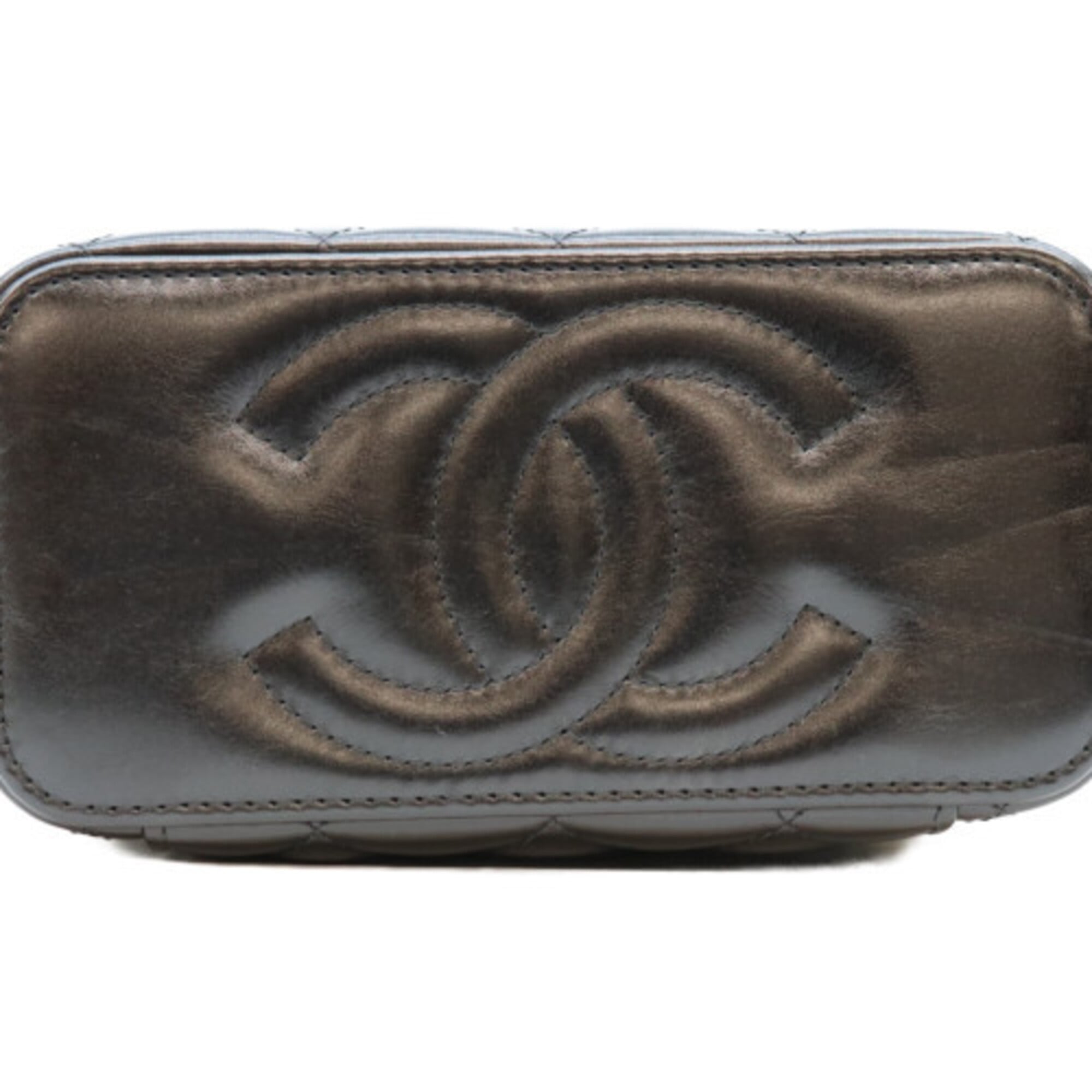 Chanel Black Leather Shoulder Bag Vanity Bag (Pre-Owned)