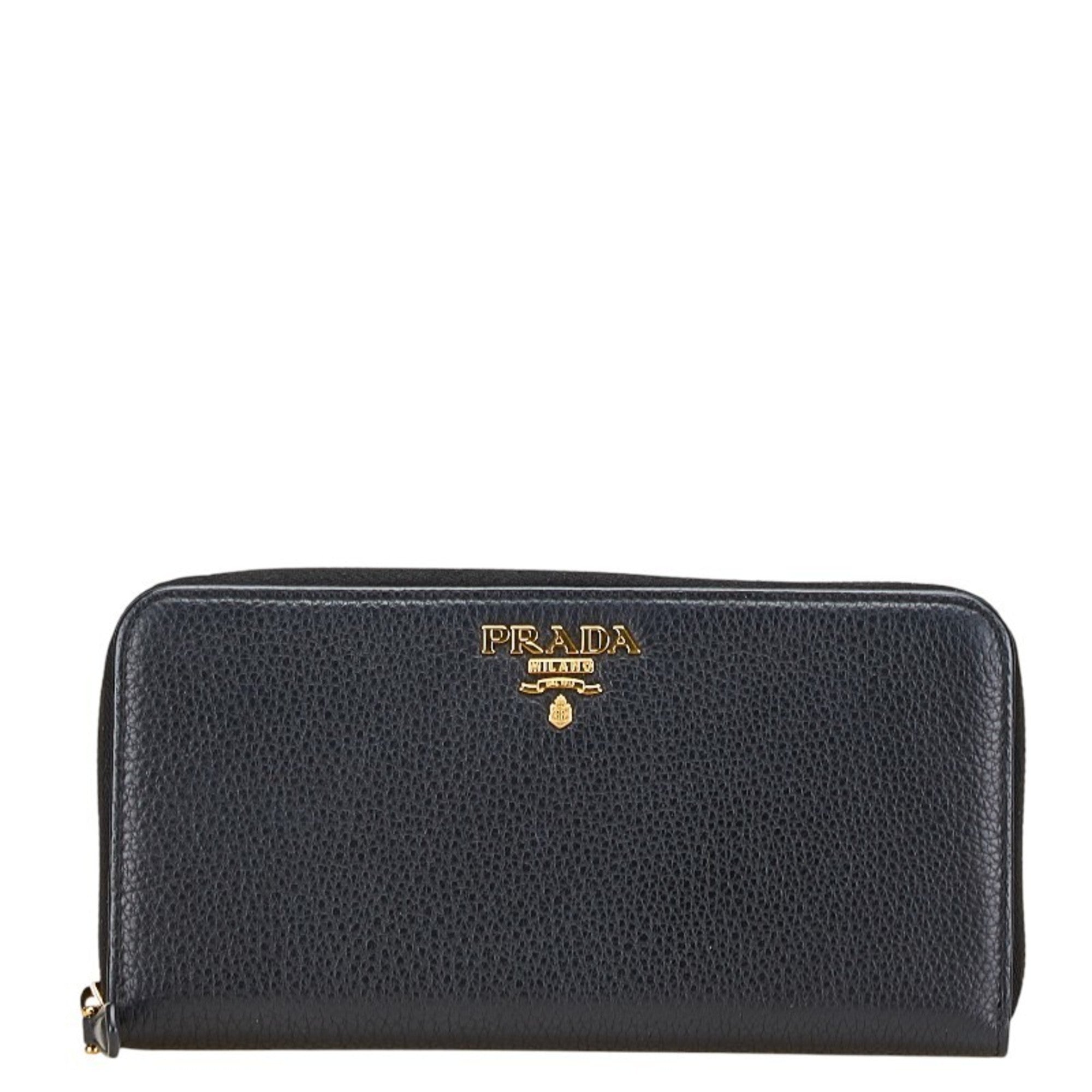 Prada Navy Leather Long Wallet (Bi-Fold) (Pre-Owned)