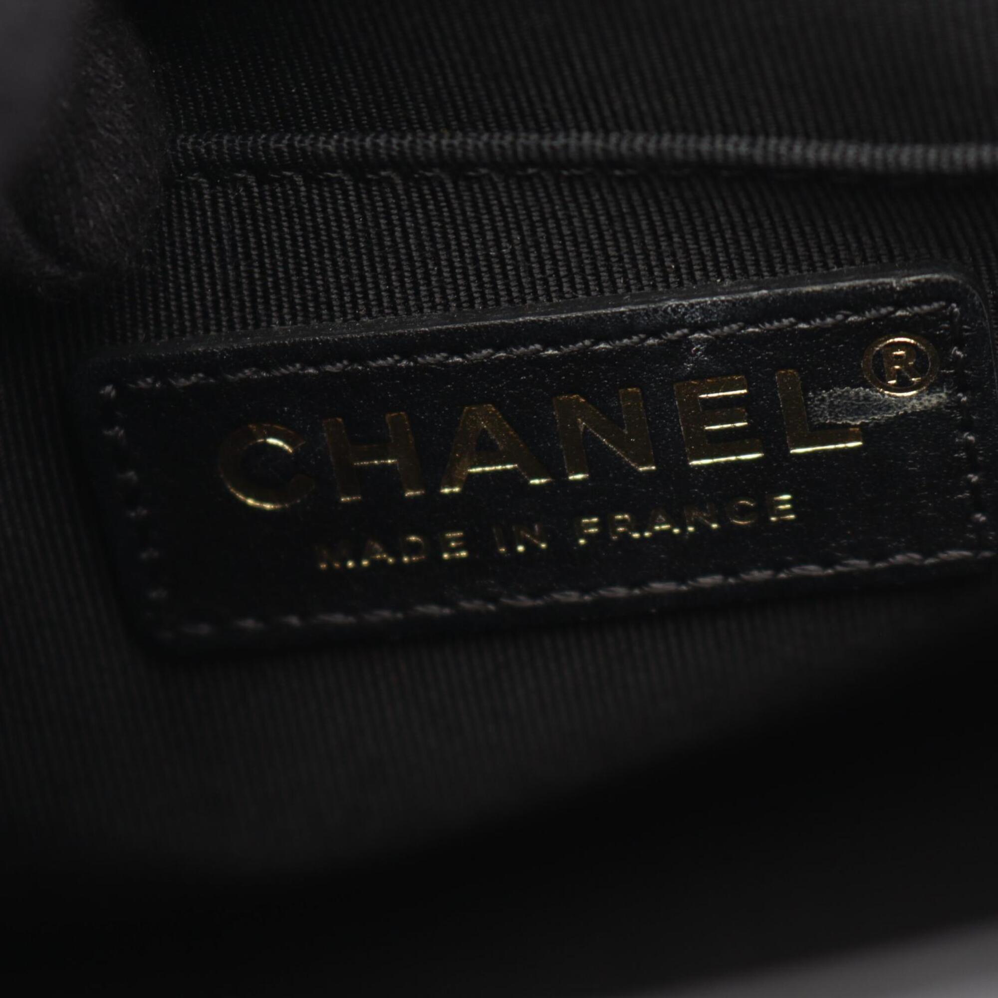 Chanel Black Brown Leather Handbag Shoulder Bag (Pre-Owned)