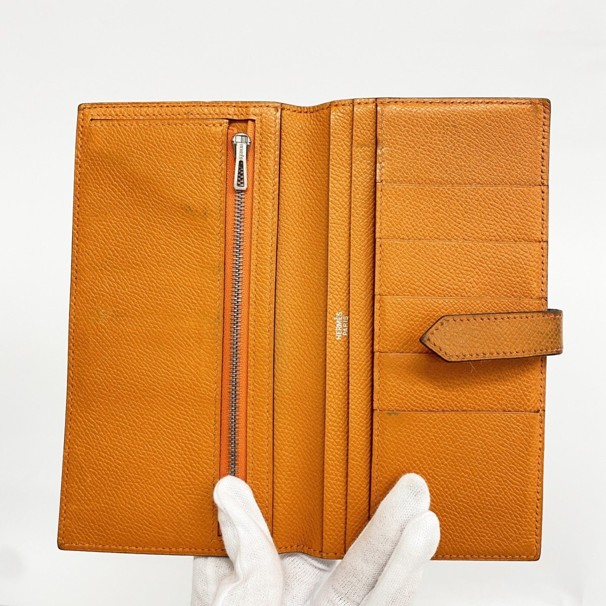 Hermes Orange Epsom Leather Long Wallet (Bi-Fold) (Pre-Owned)