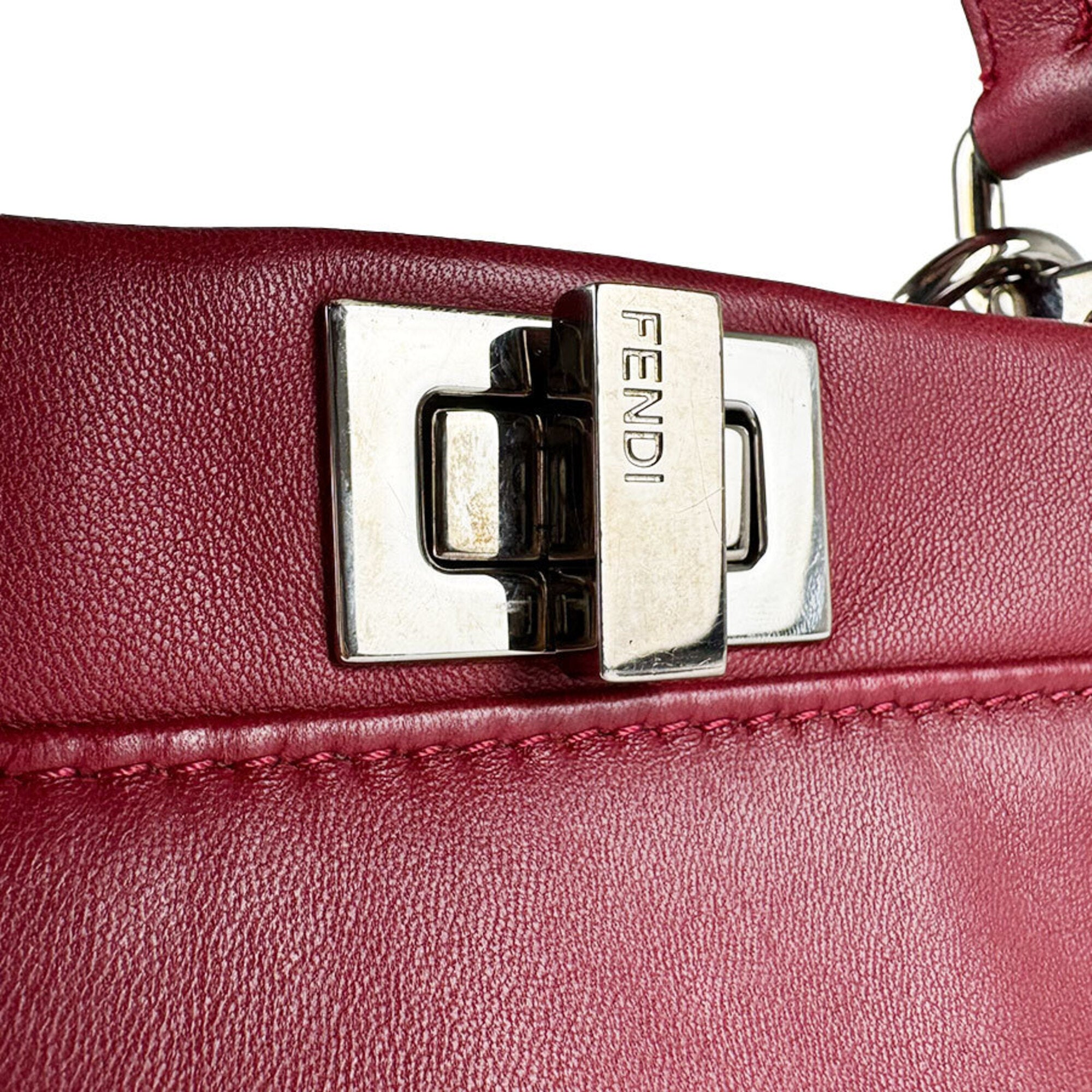Fendi Red Color Leather Handbag Shoulder Bag (Pre-Owned)
