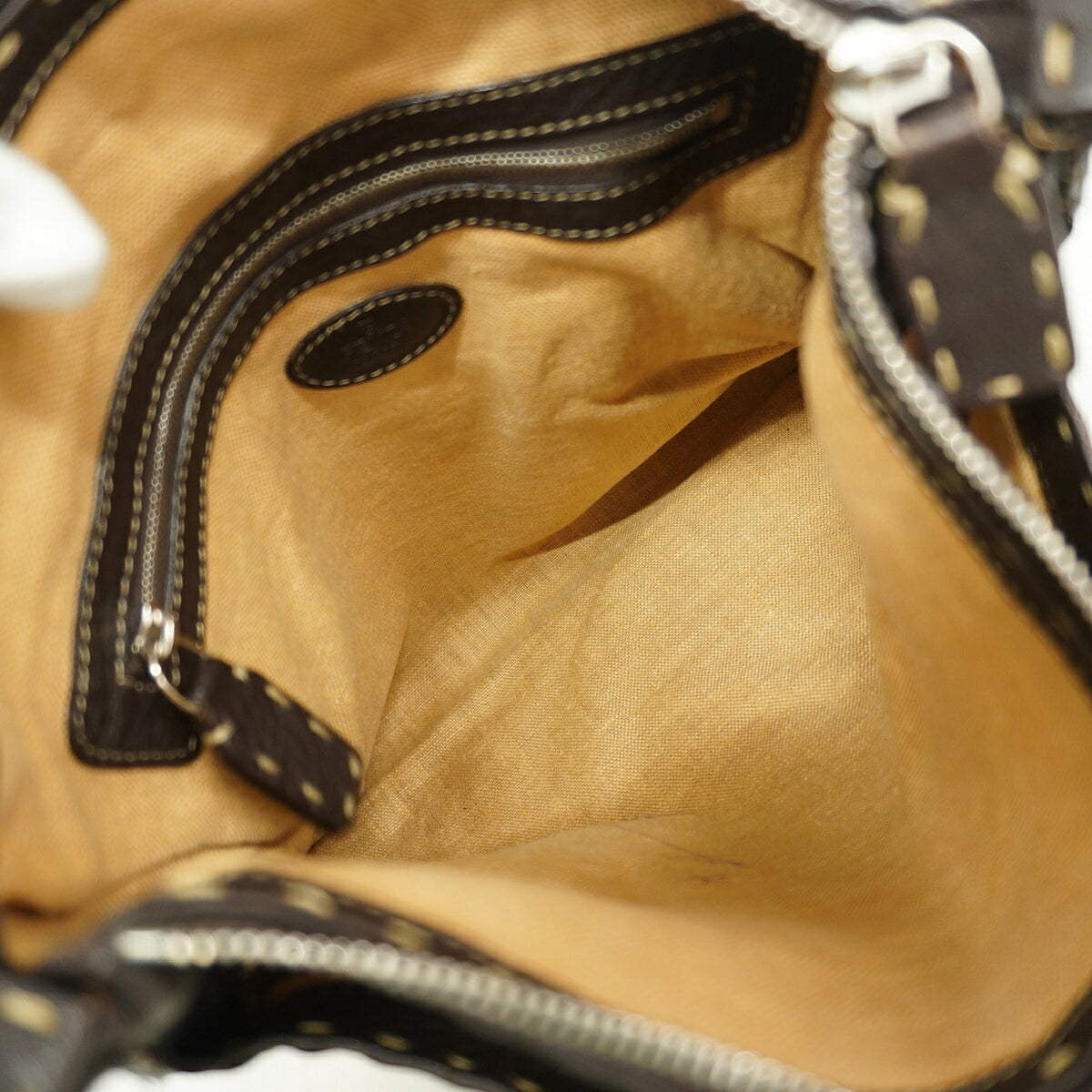 Fendi Dark Brown Leather Shoulder Bag (Pre-Owned)