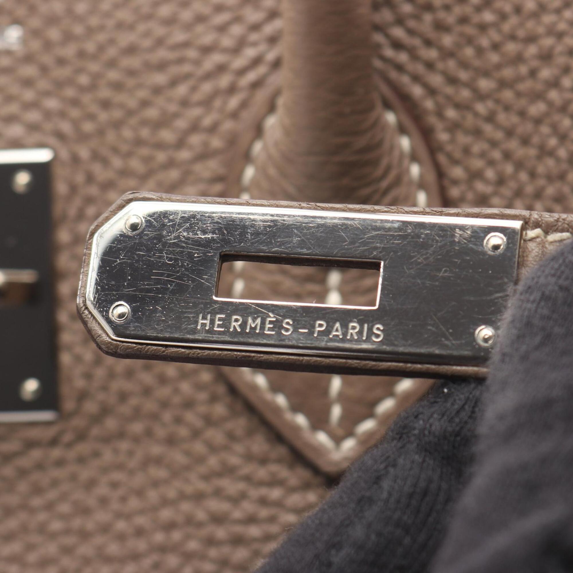 Hermes Gray Togo Leather Leather Handbag (Pre-Owned)