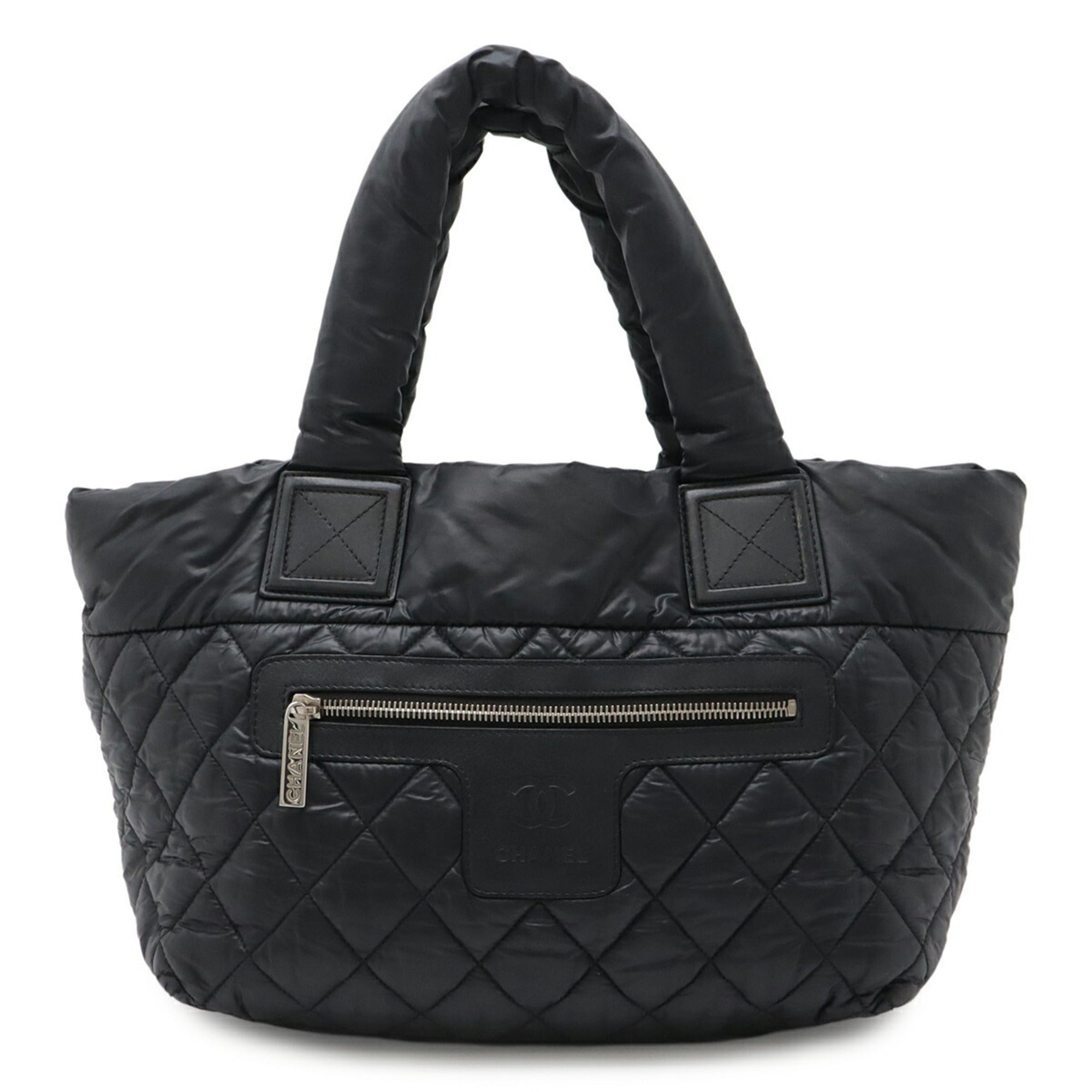 Chanel Black Nylon Leather Handbag Tote Bag (Pre-Owned)