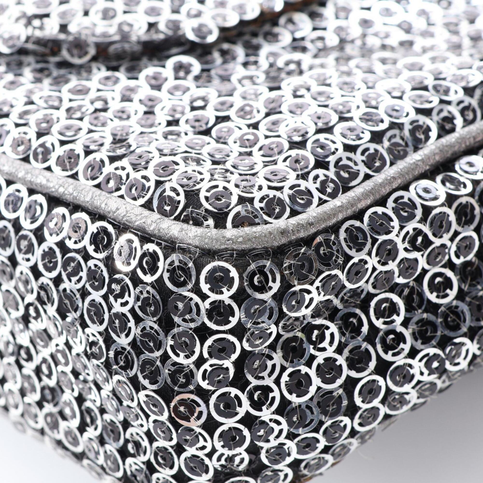 Chanel Silver Leather Spangles Handbag Shoulder Bag (Pre-Owned)