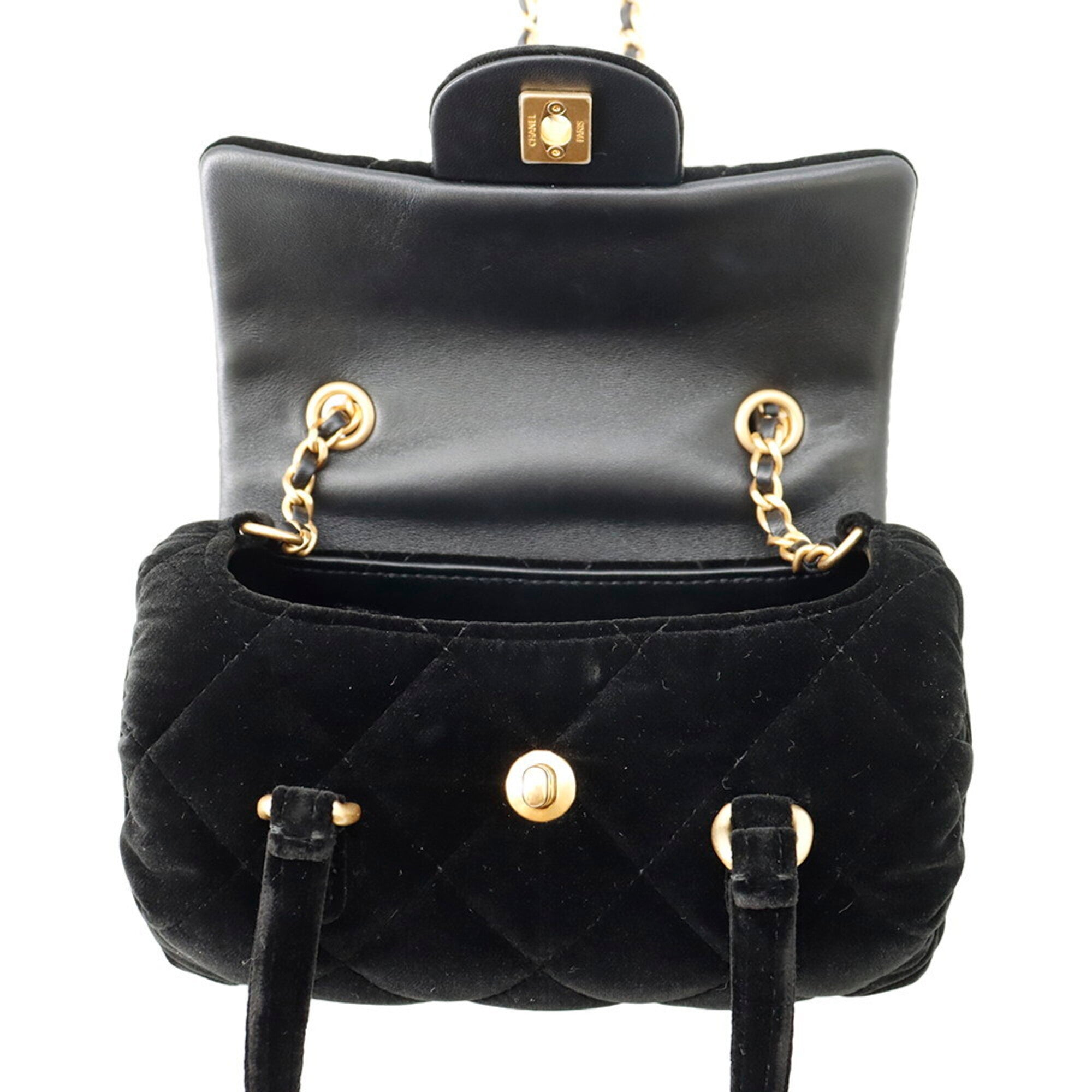 Chanel Black Velvet Handbag Shoulder Bag (Pre-Owned)