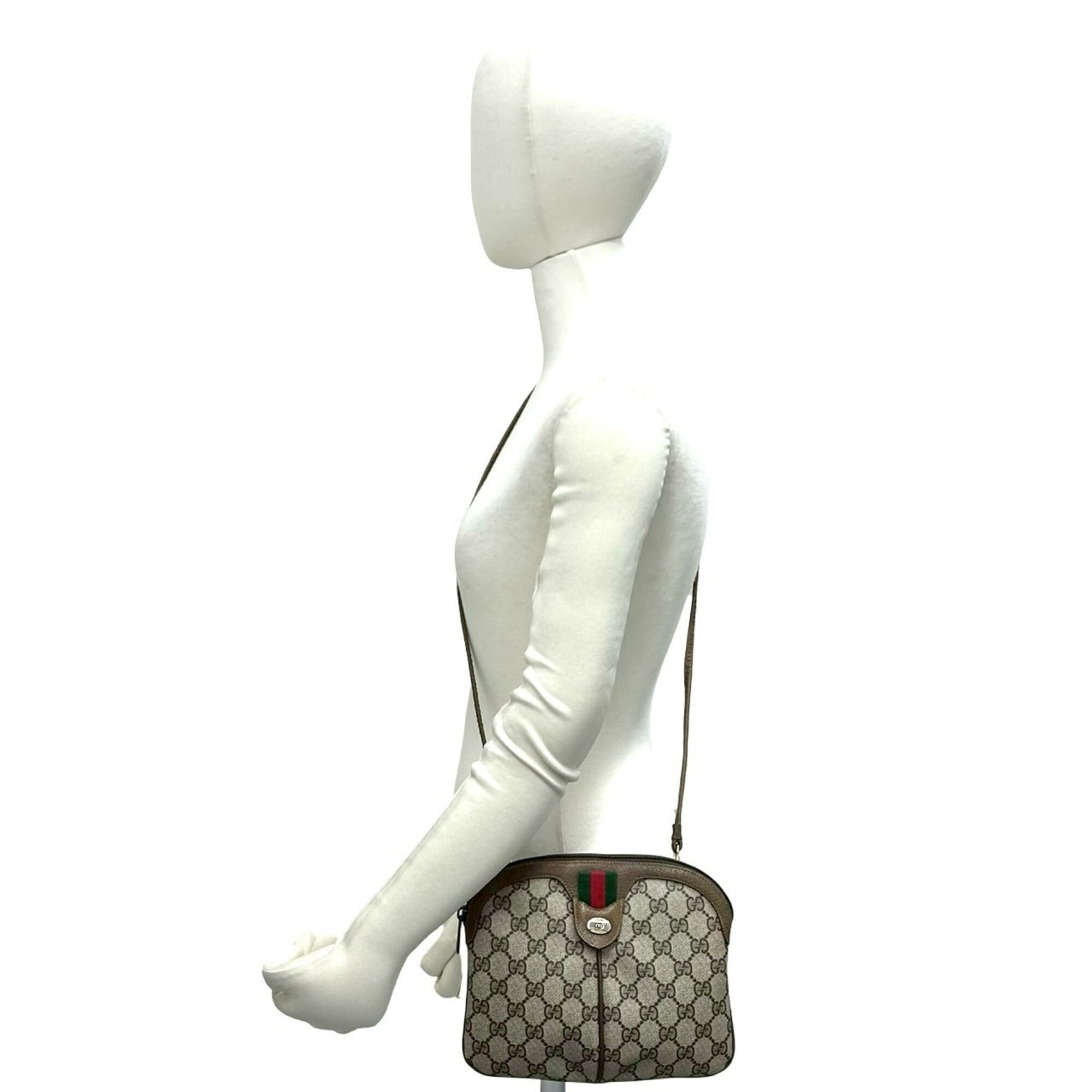Gucci Brown Green Red Color Leather Pvc Pochette Shoulder Bag (Pre-Owned)