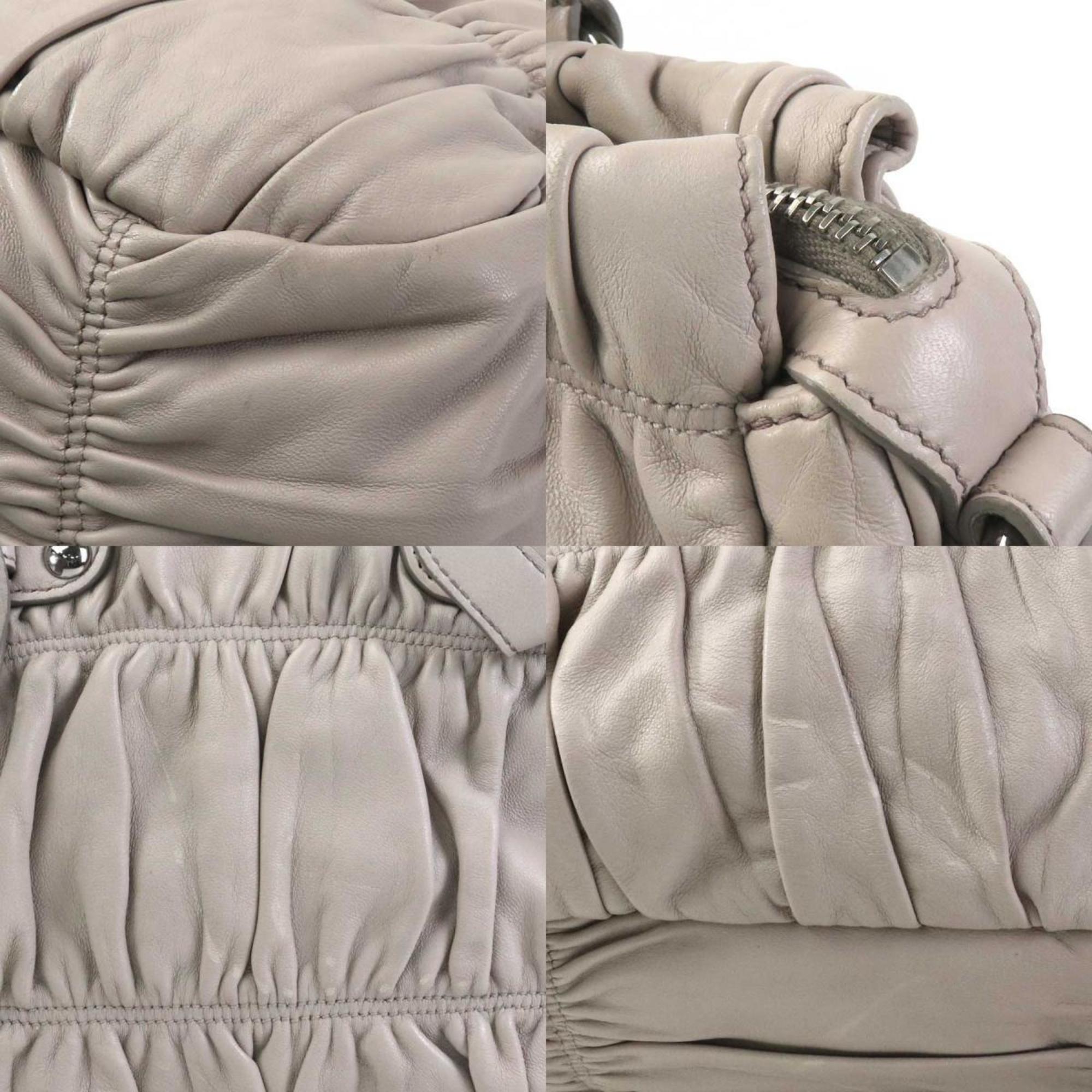 Prada Grayish Leather Handbag Shoulder Bag (Pre-Owned)