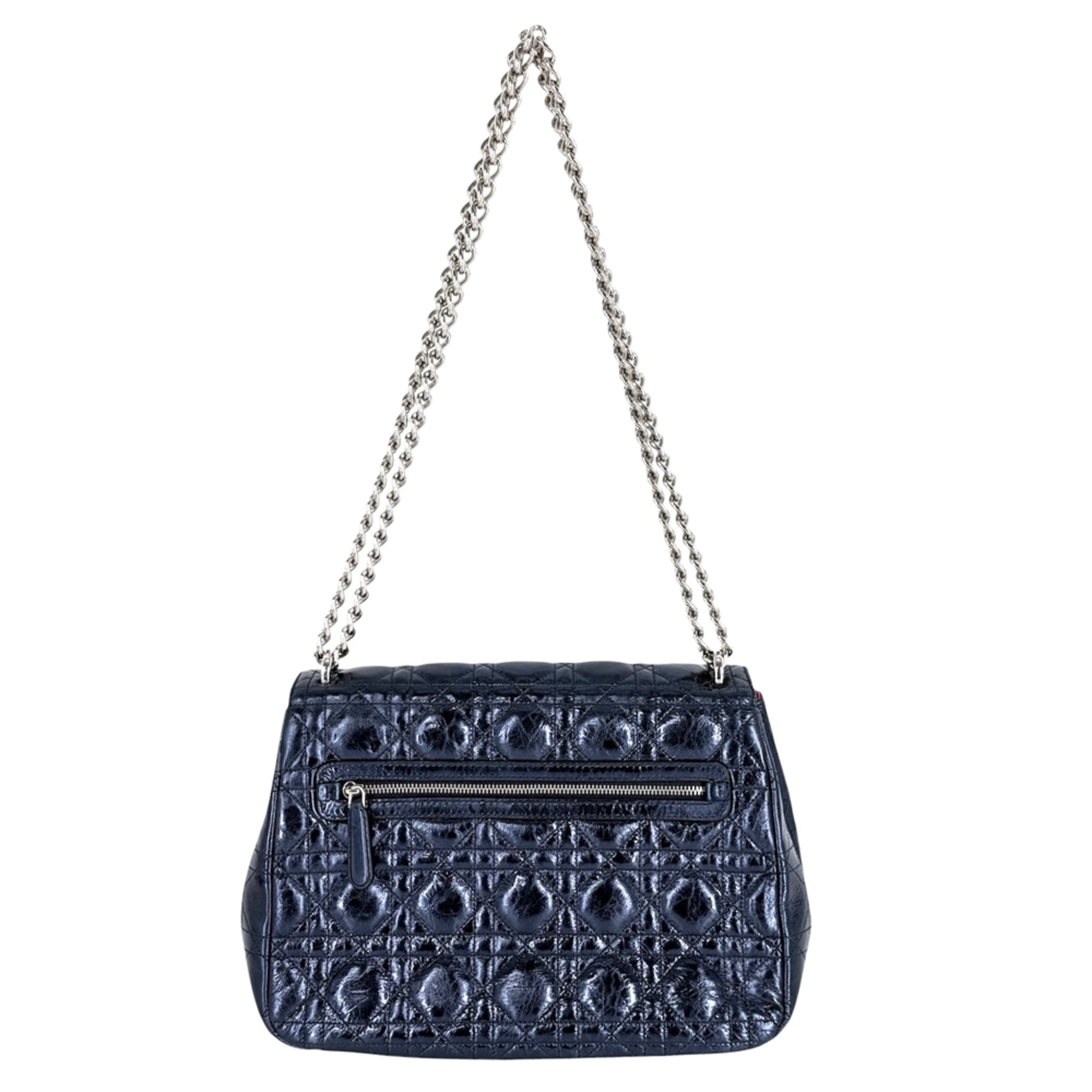 Christian Dior Blue Metallic Leather Handbag Shoulder Bag (Pre-Owned)