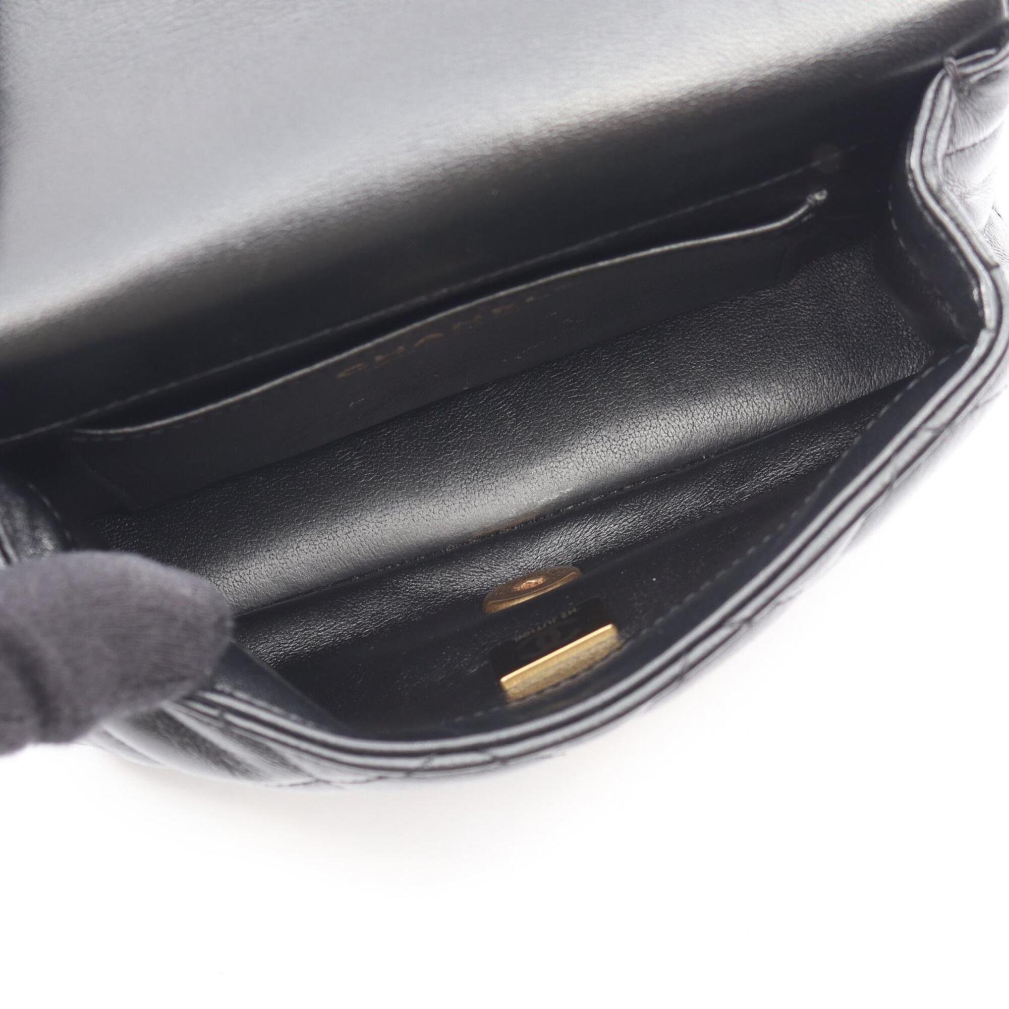 Chanel Black Leather Handbag Shoulder Bag (Pre-Owned)