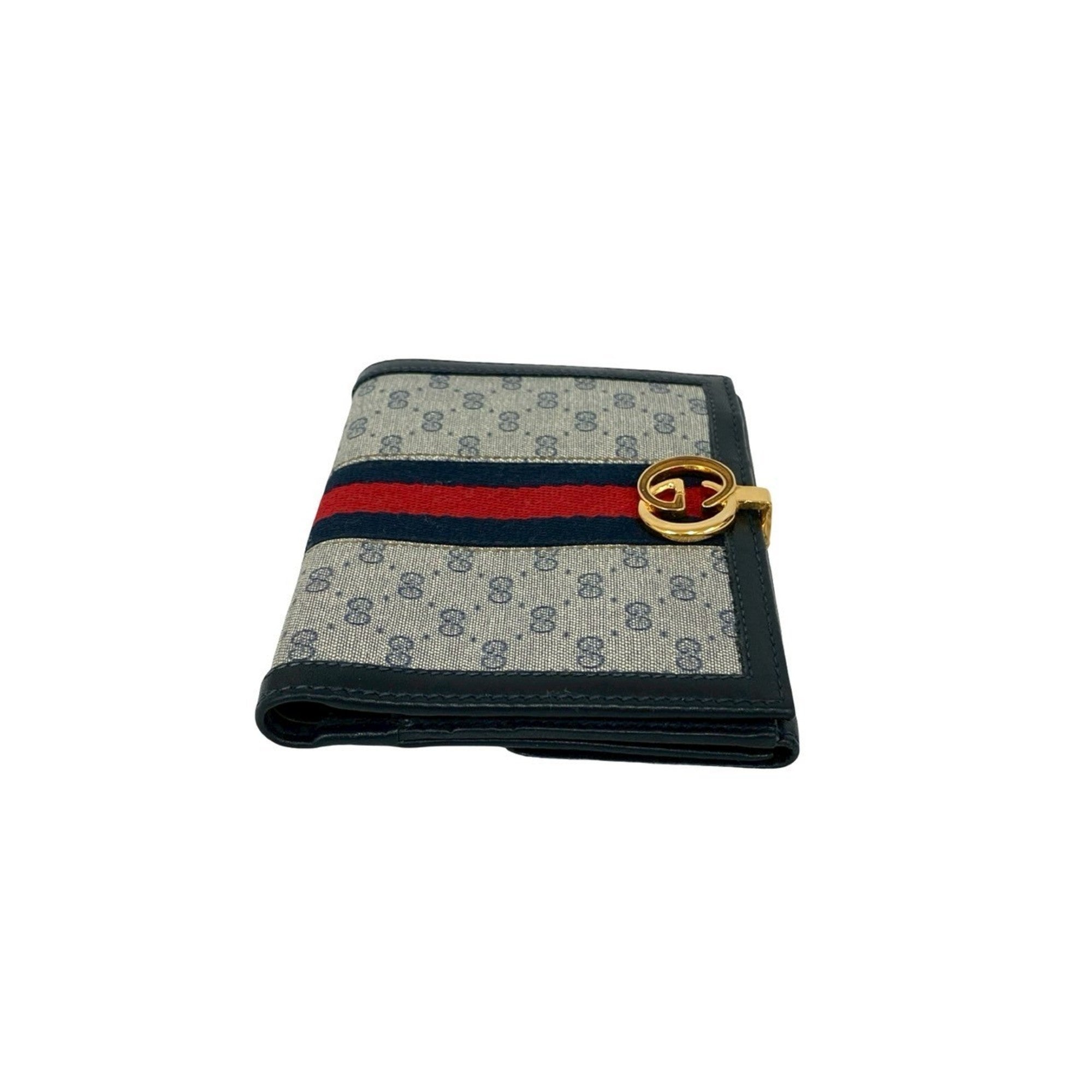 Gucci Navy Red Color Leather Pvc Wallet (Bi-Fold) (Pre-Owned)