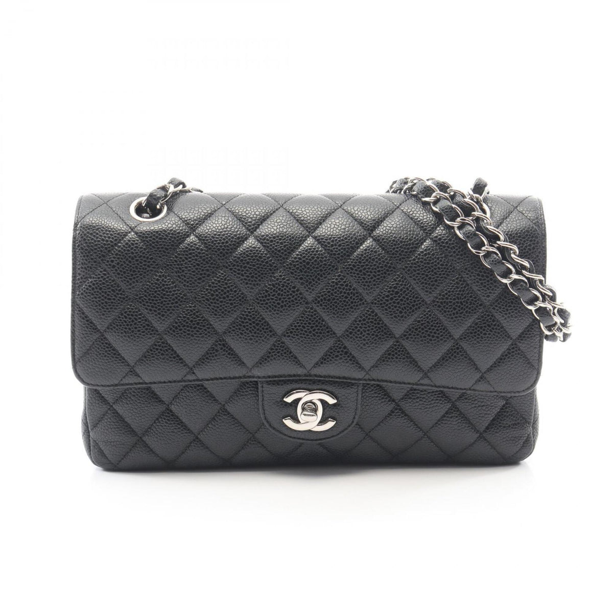 Chanel Black Grained Calfskin Handbag Shoulder Bag (Pre-Owned)