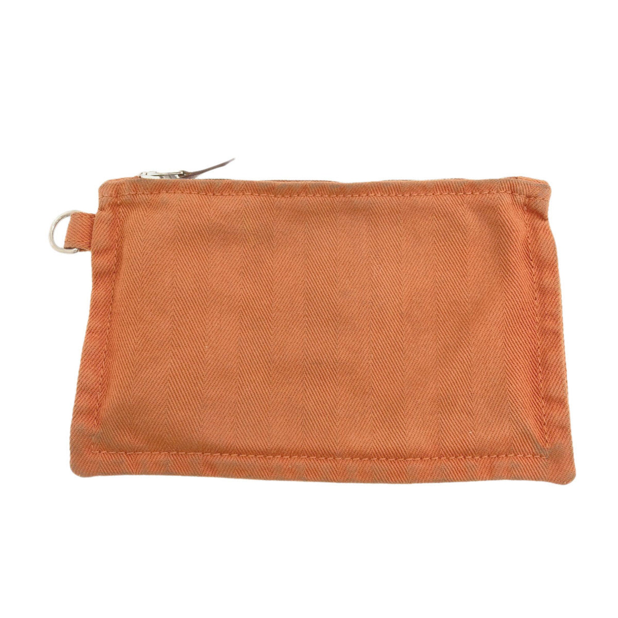 Hermes Orange Toile Chevron Handbag Pouch (Pre-Owned)