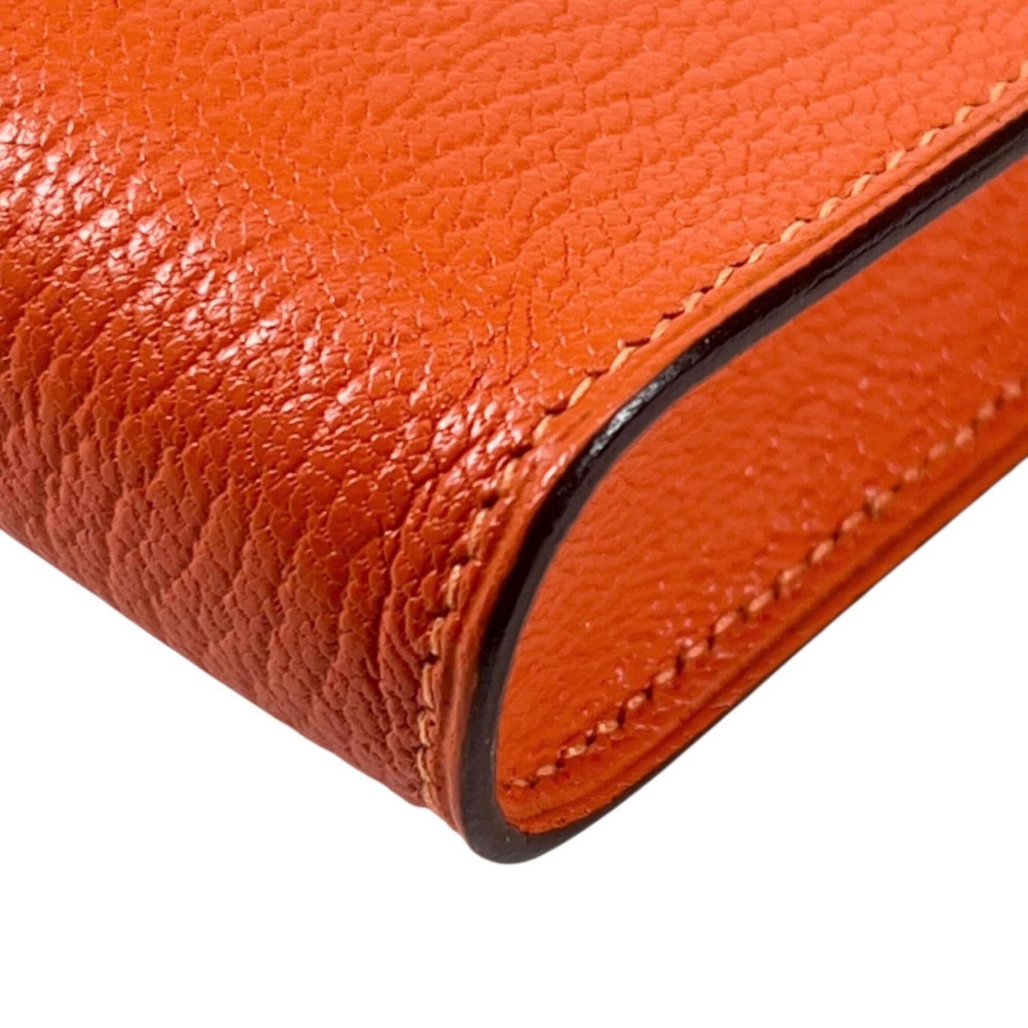 Hermes Orange Chevre Myzore Leather Pouch (Pre-Owned)