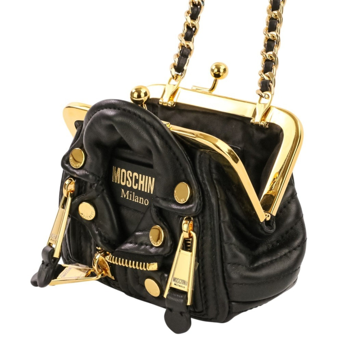 Moschino Black Leather Shoulder Bag (Pre-Owned)