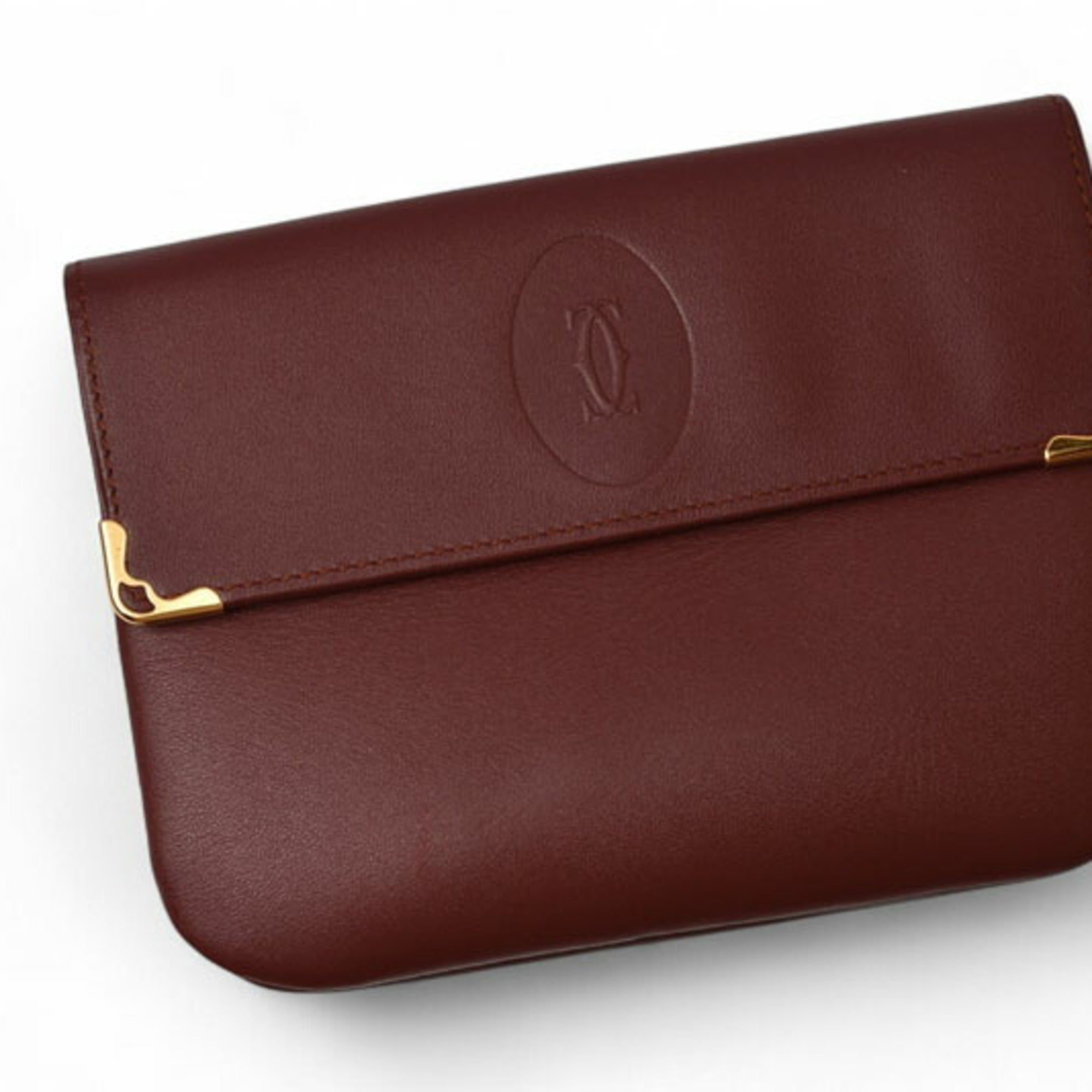 Cartier Bordeaux Leather Coin Purse/Coin Case (Pre-Owned)