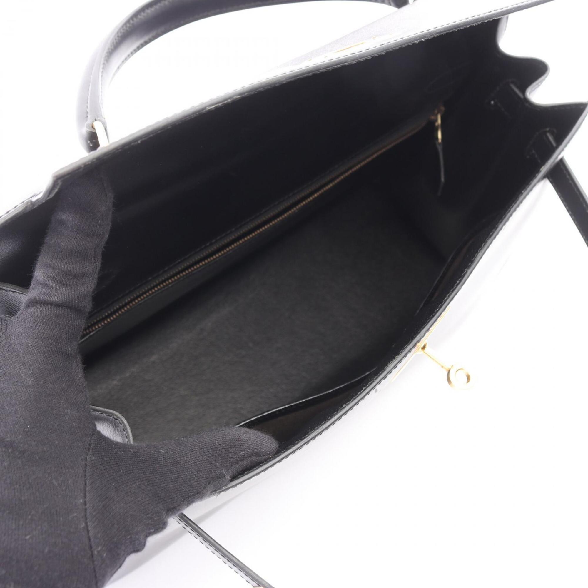 Hermes Black Box Calf Leather Handbag (Pre-Owned)