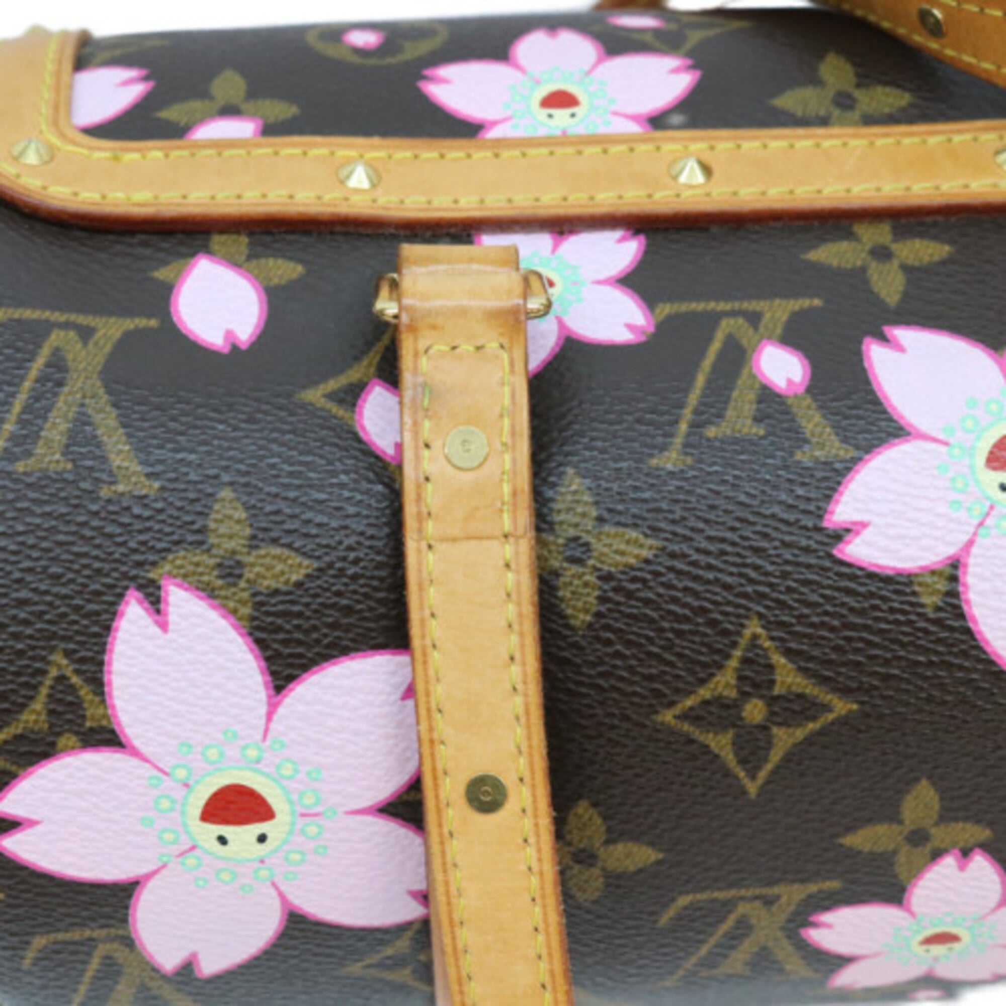 Louis Vuitton Brown Pink Monogram Cherry Blossom Handbag (Pre-Owned)