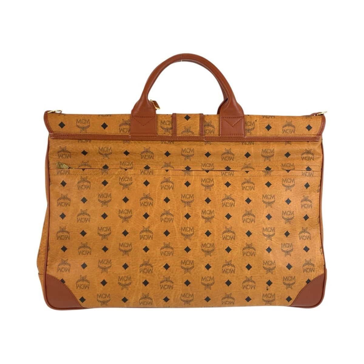 Mcm Brown Leather Boston Bag Shoulder Bag (Pre-Owned)