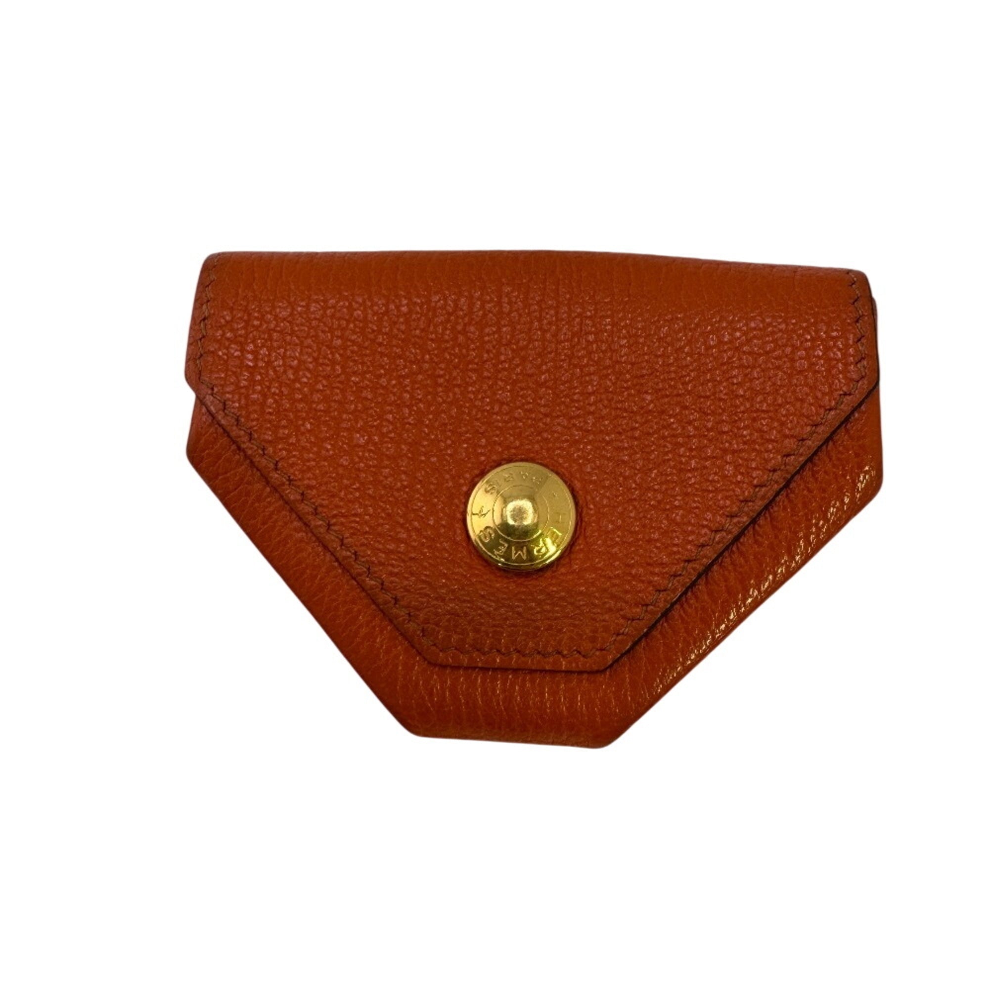 Hermes Orange Leather Coin Purse/Coin Case (Pre-Owned)