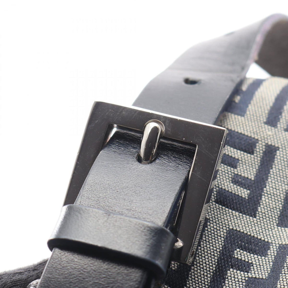 Fendi Gray Navy Canvas Leather Handbag Shoulder Bag (Pre-Owned)