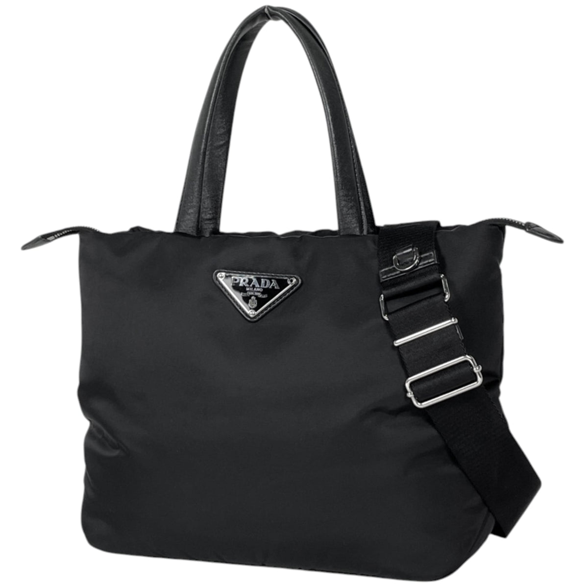 Prada Black Nylon Leather Handbag (Pre-Owned)
