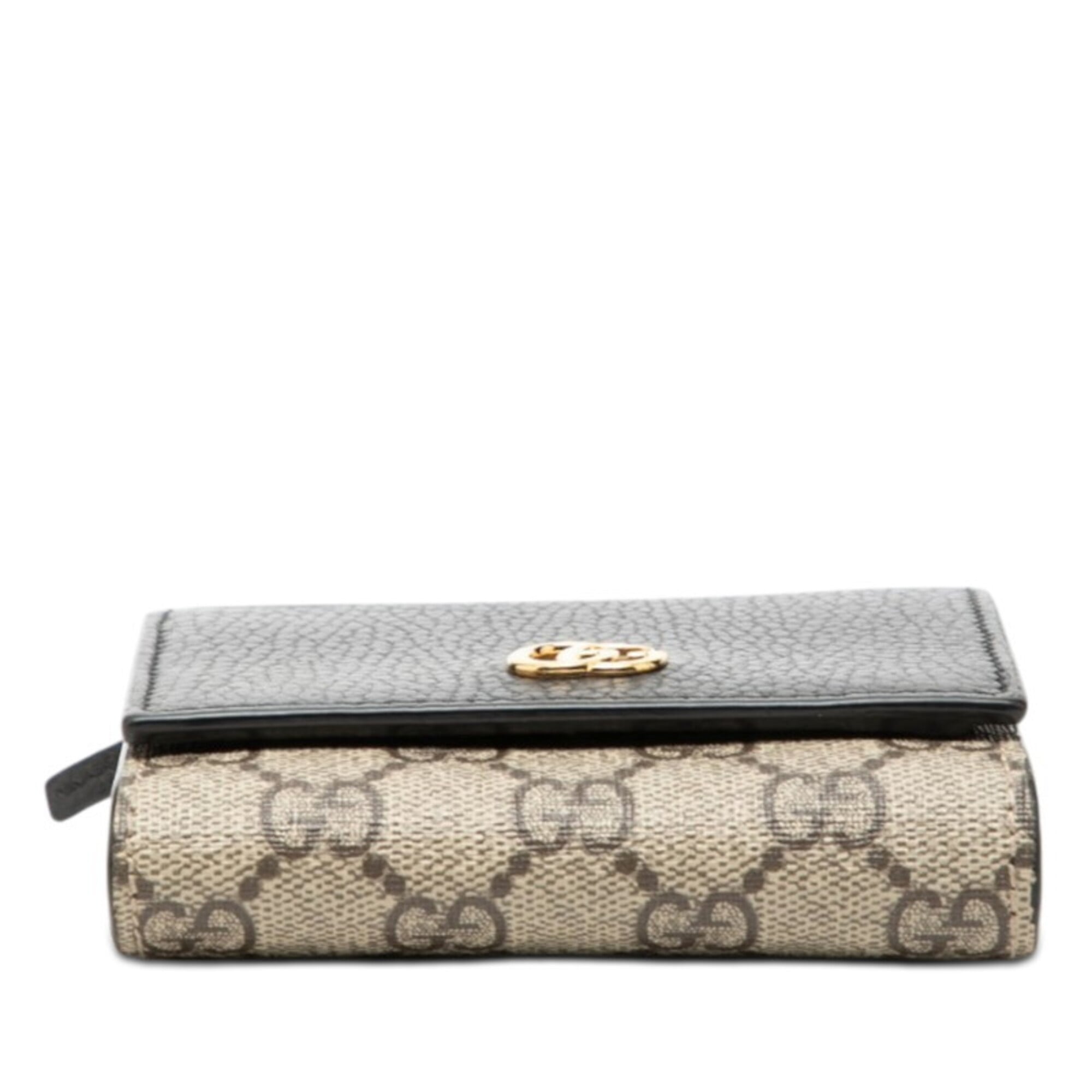 Gucci Gg Supreme Beige Black Pvc Leather Wallet (Bi-Fold) (Pre-Owned)