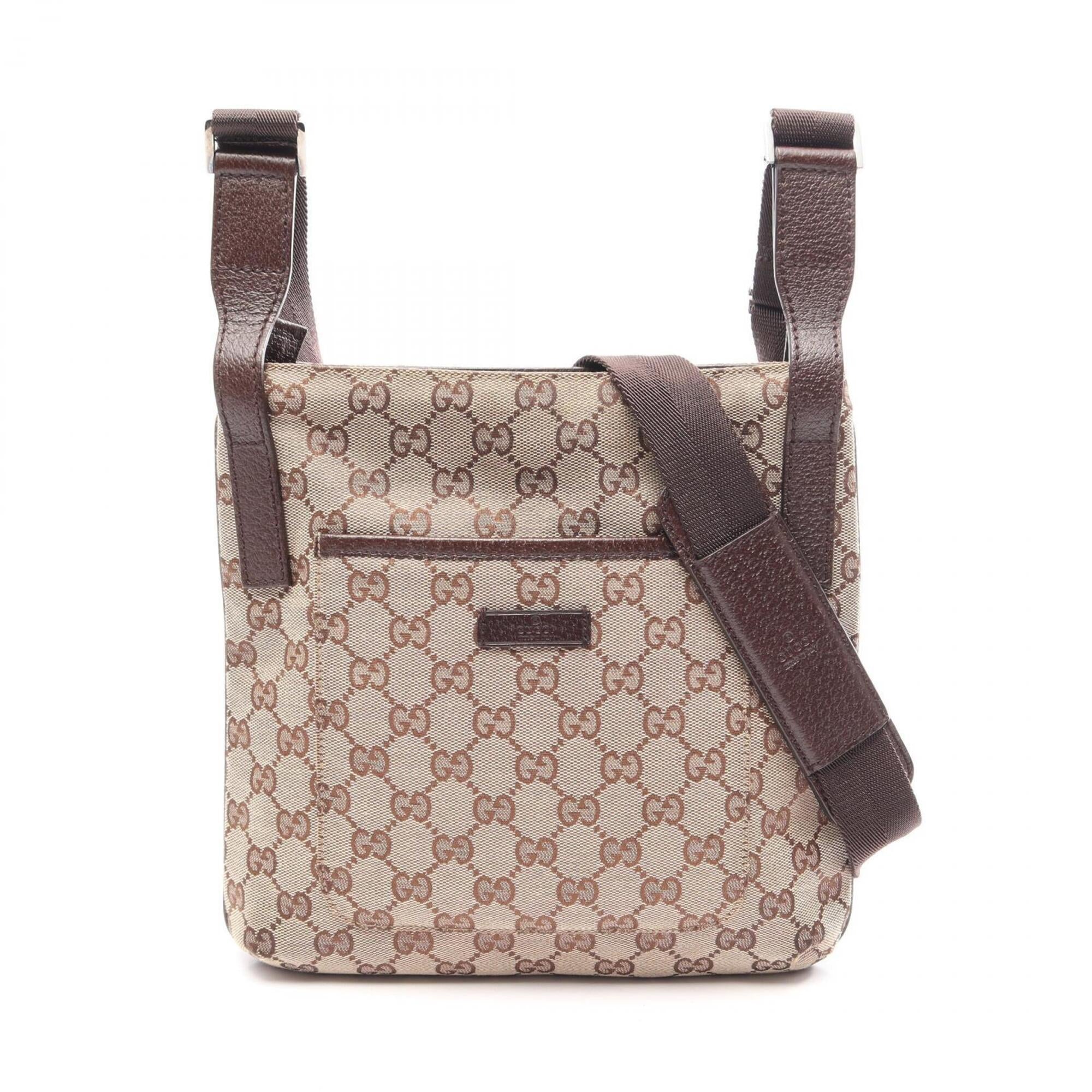 Gucci Beige Brown Gg Canvas Leather Handbag Shoulder Bag (Pre-Owned)