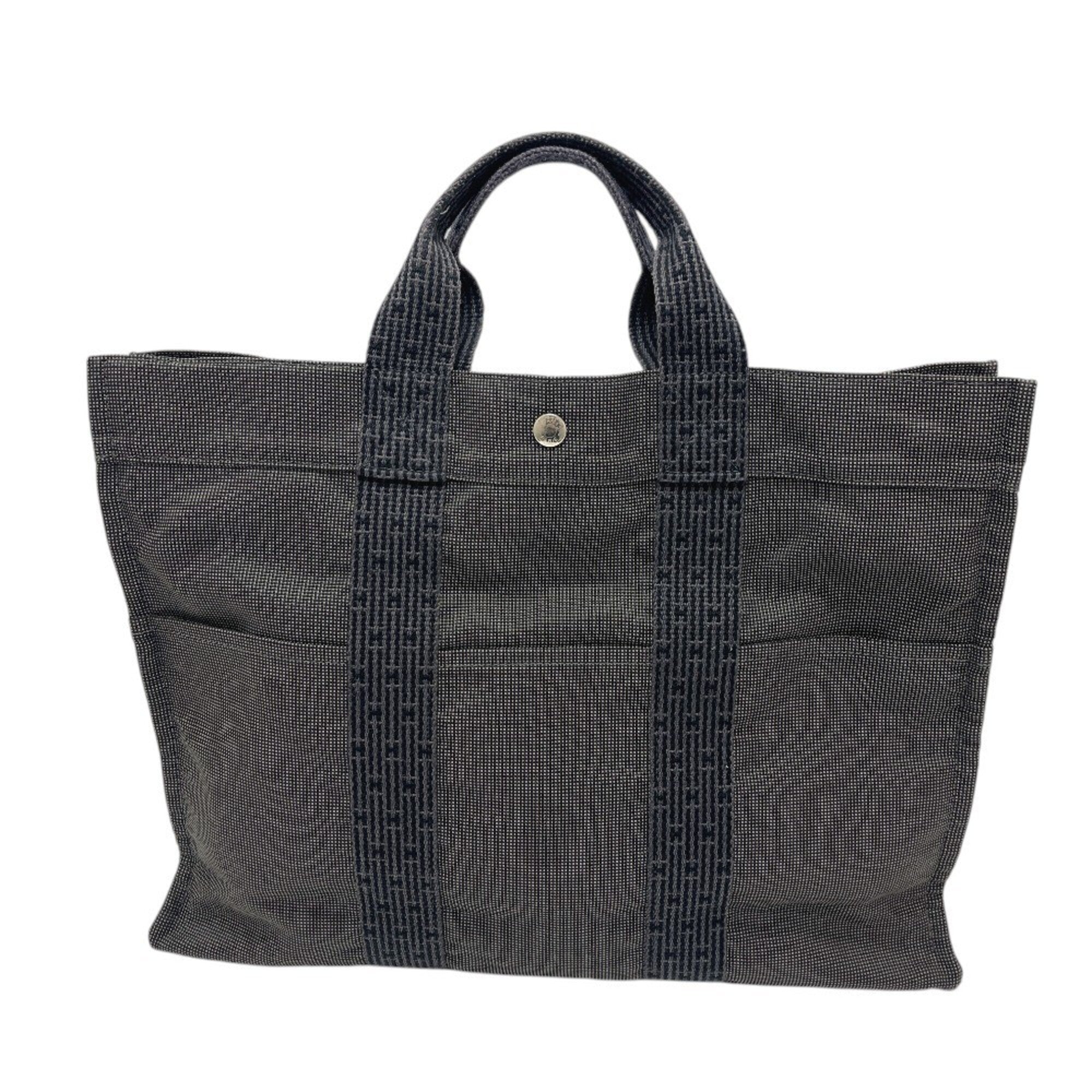 Hermes Gray Canvas Handbag Tote Bag (Pre-Owned)