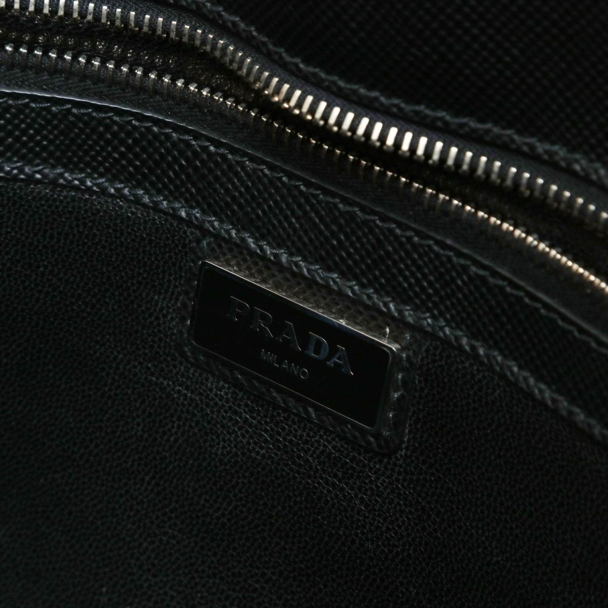 Prada Saffiano Black Leather Shoulder Bag (Pre-Owned)