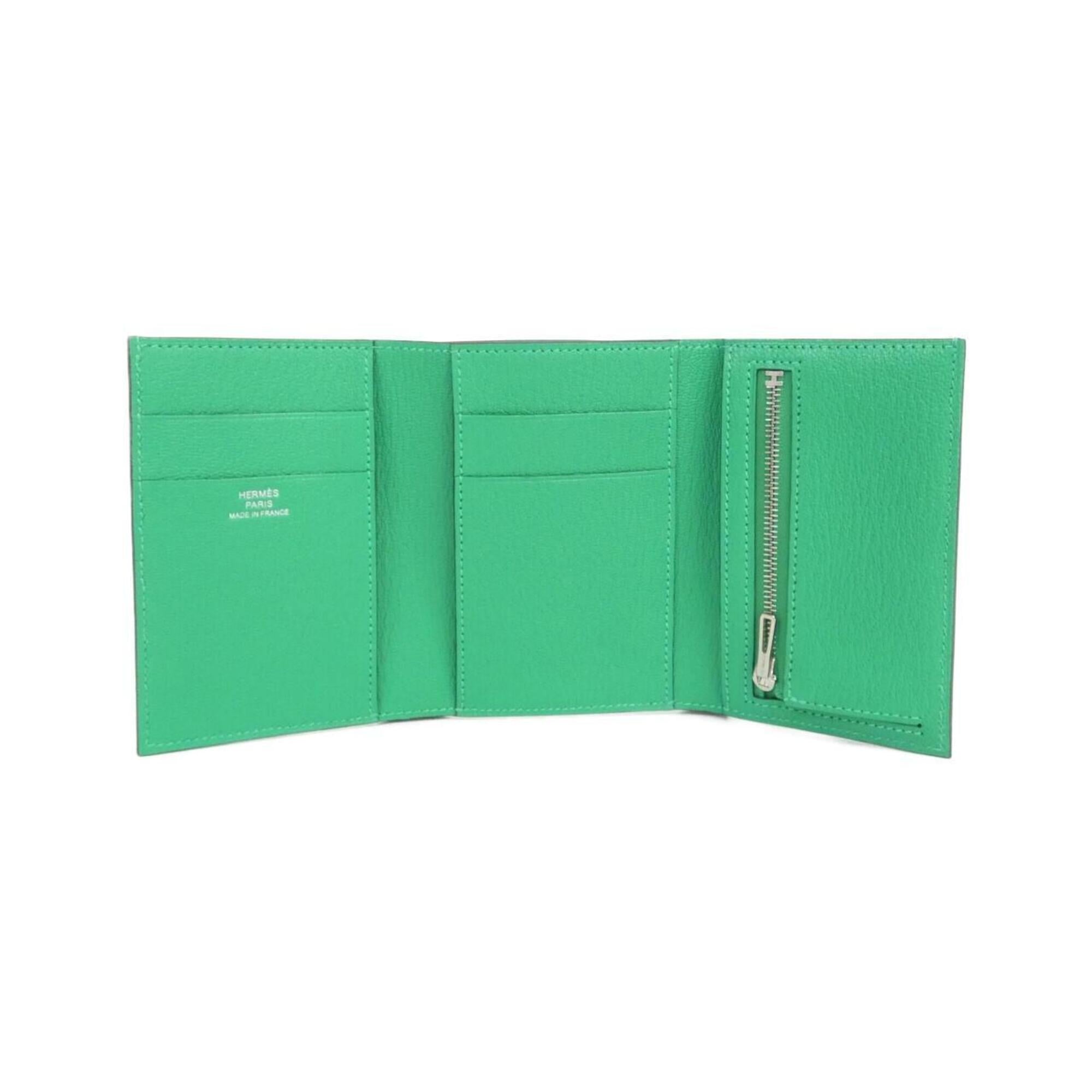 Hermes Green Mint Green Chevre Leather Wallet (Tri-Fold) (Pre-Owned)