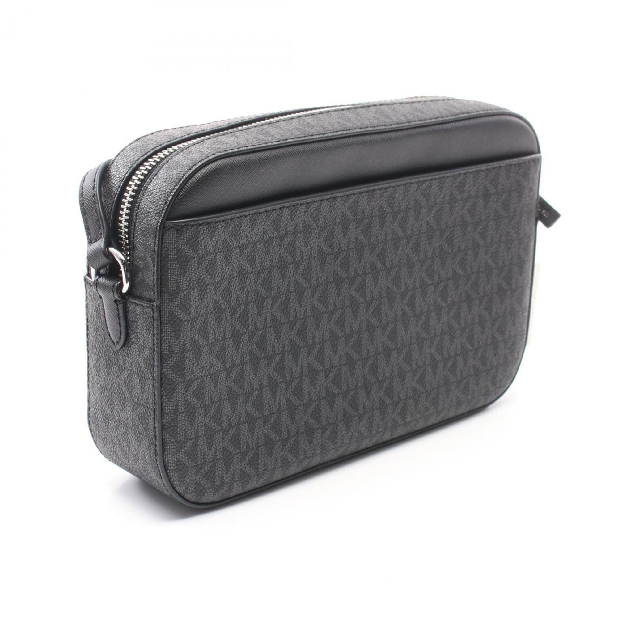Michael Kors Jet Set Black Coated Canvas Leather Shoulder Bag