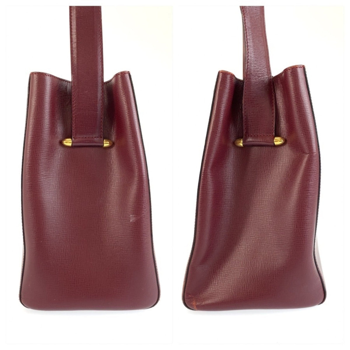 Cartier Bordeaux Wine Red Leather Shoulder Bag (Pre-Owned)