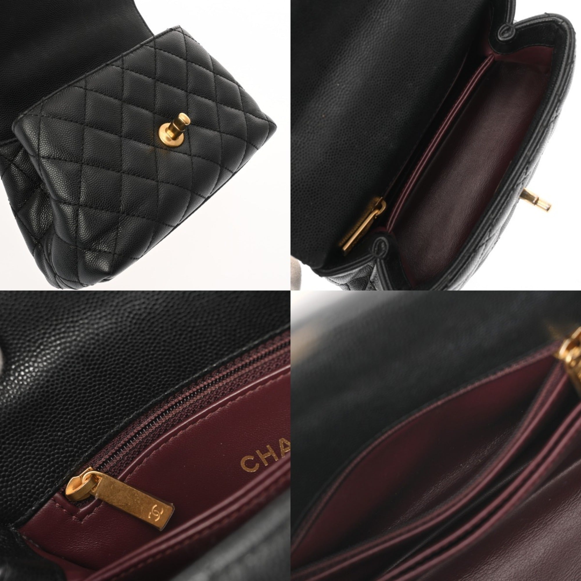 Chanel Black Grained Calfskin Handbag (Pre-Owned)