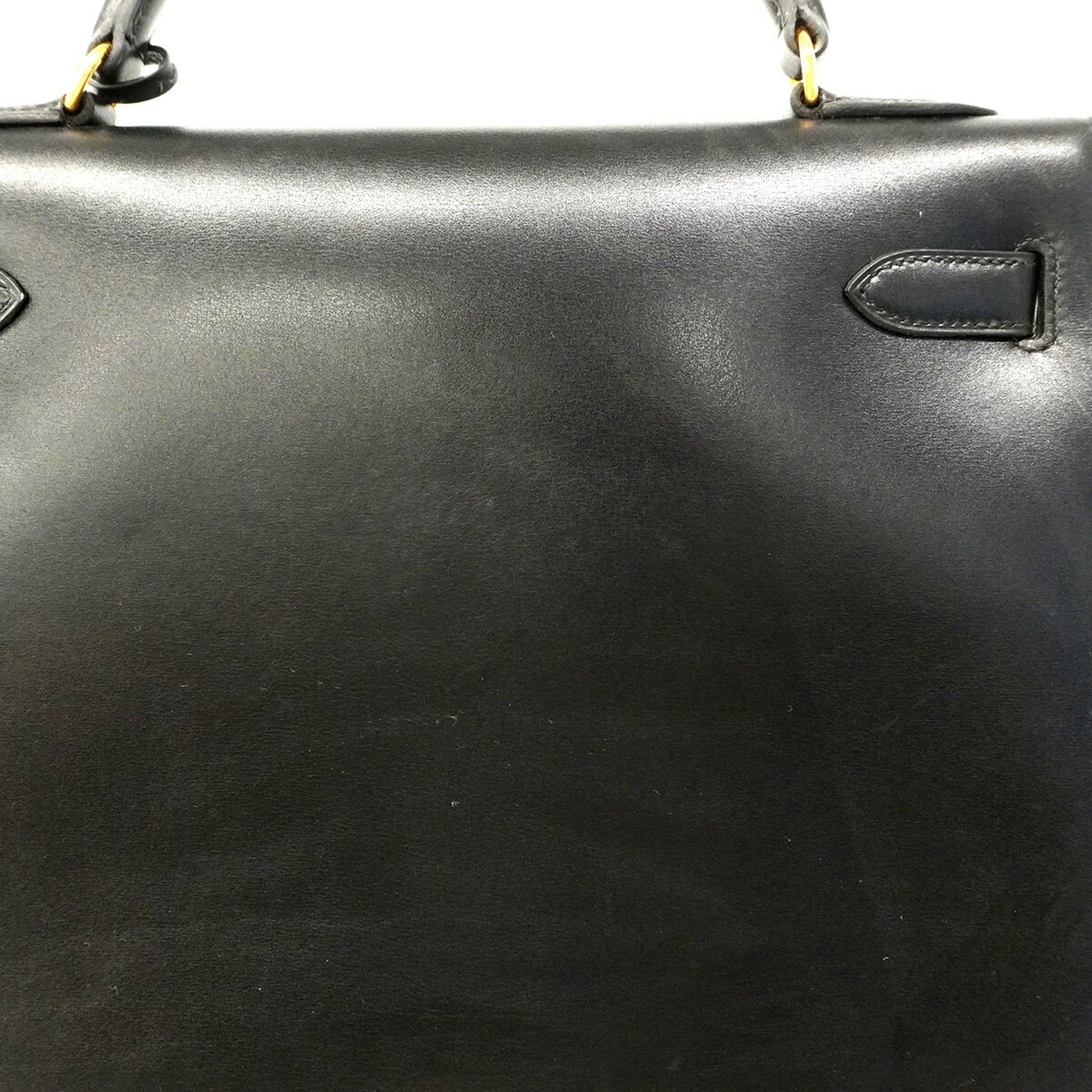 Hermes Black Box Calf Leather Handbag (Pre-Owned)