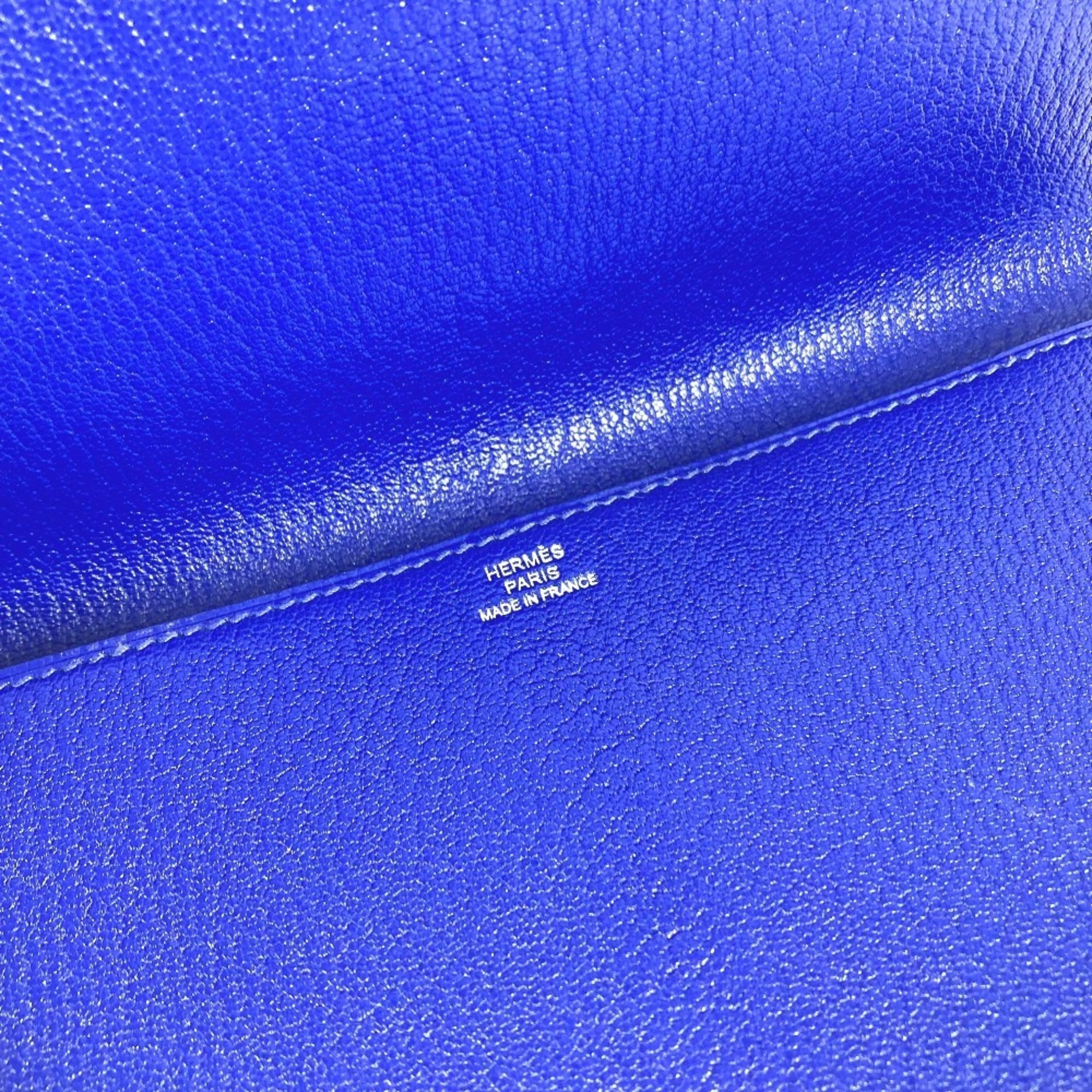 Hermes Blue Leather Clutch Bag Handbag Pouch (Pre-Owned)