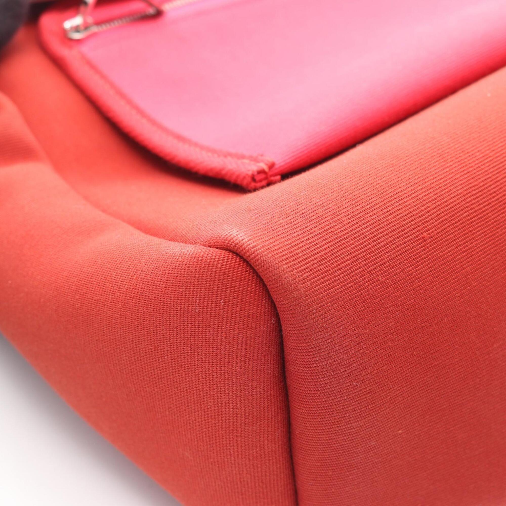Hermes Bordeaux Pink Red Color Toile Officier Handbag (Pre-Owned)