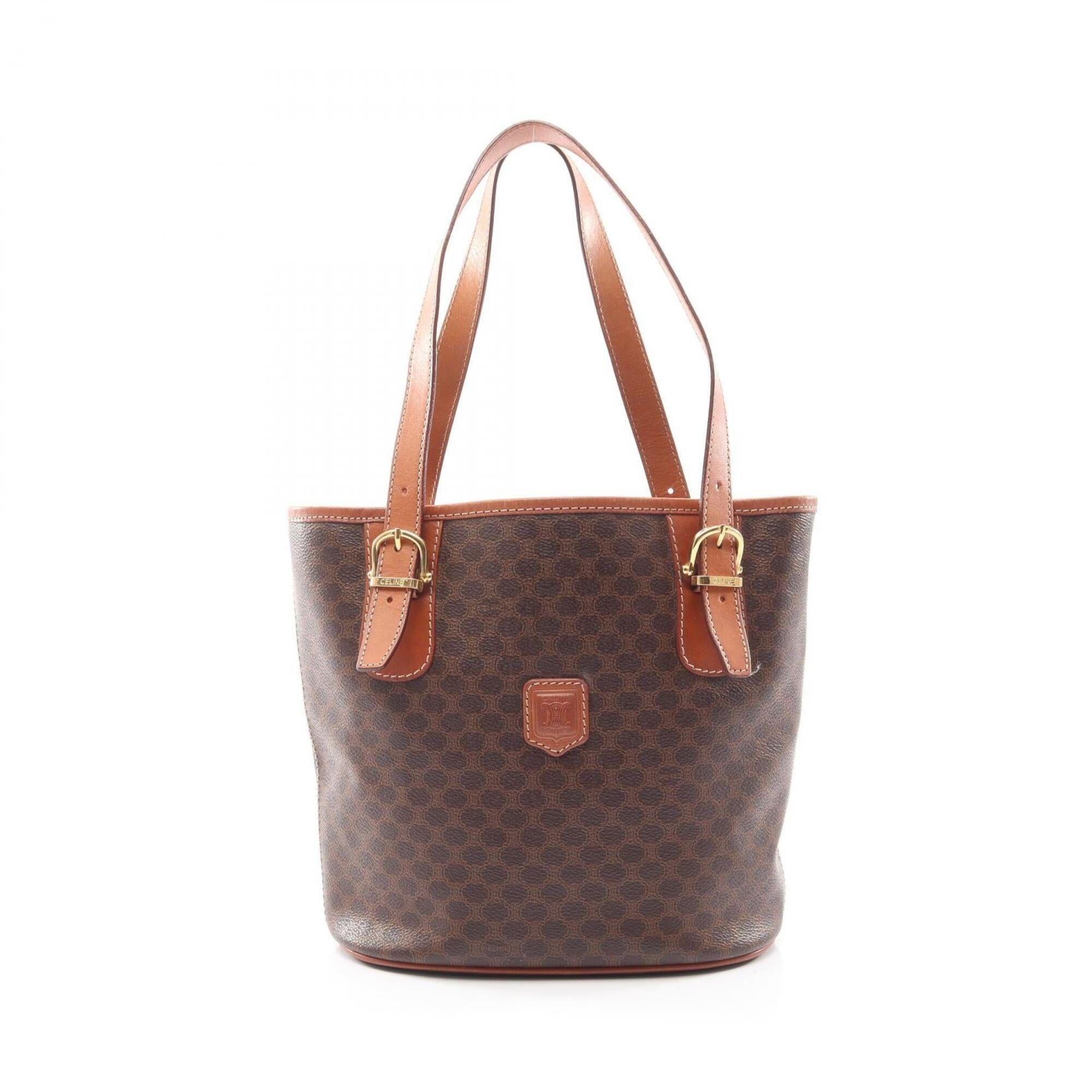Celine Brown Coated Canvas Leather Handbag Tote Bag (Pre-Owned)
