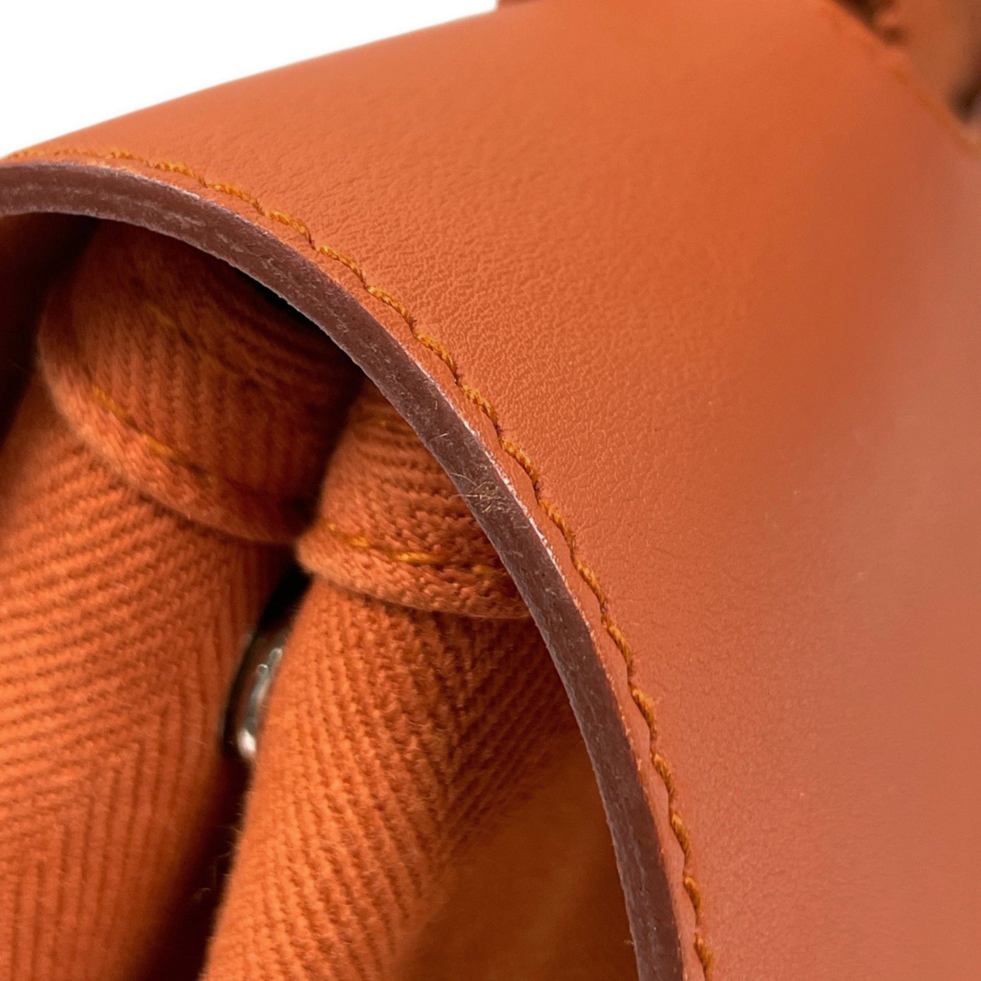 Hermes Potiron Toile Chevron Handbag (Pre-Owned)