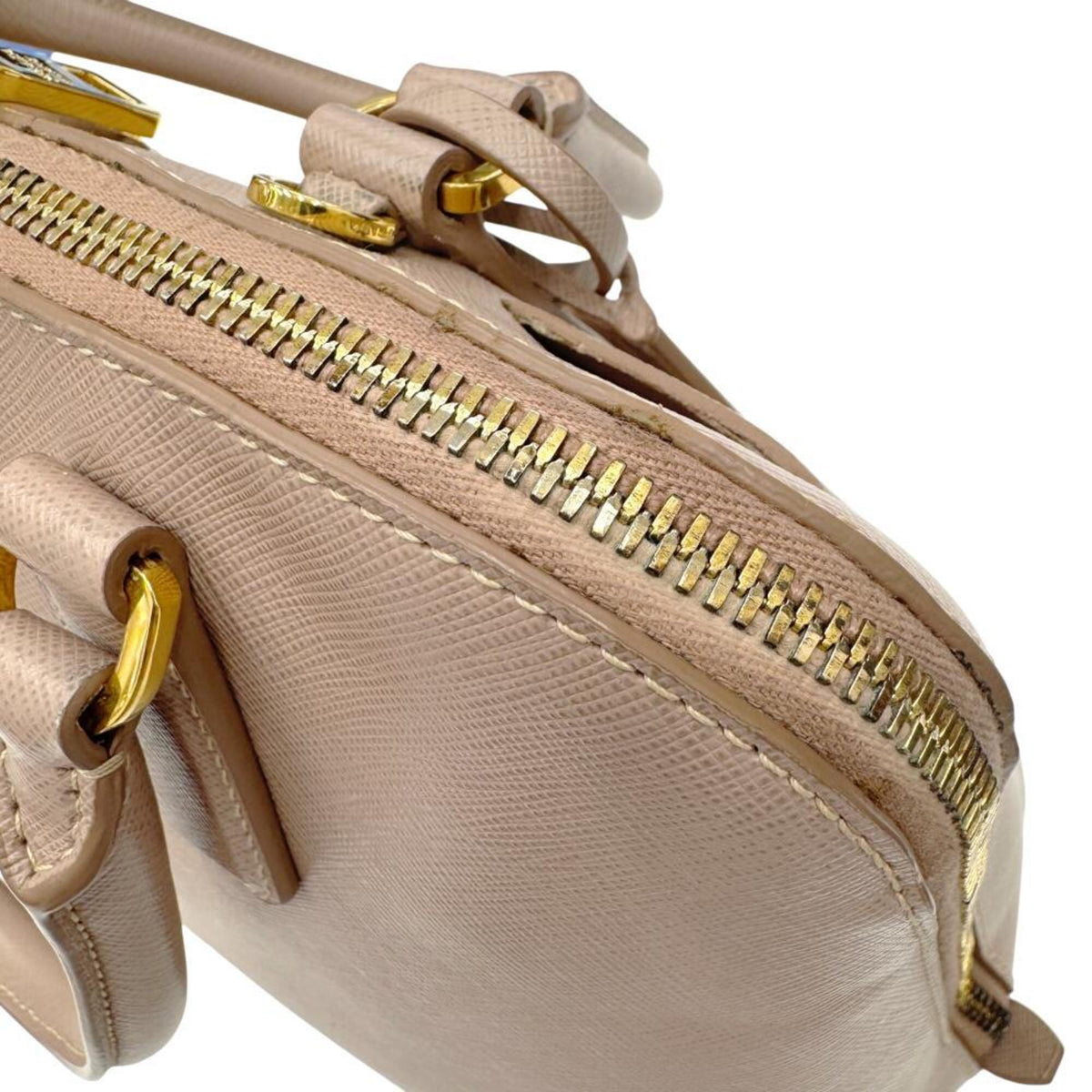 Prada Saffiano Pink Beige Leather Handbag Shoulder Bag (Pre-Owned)