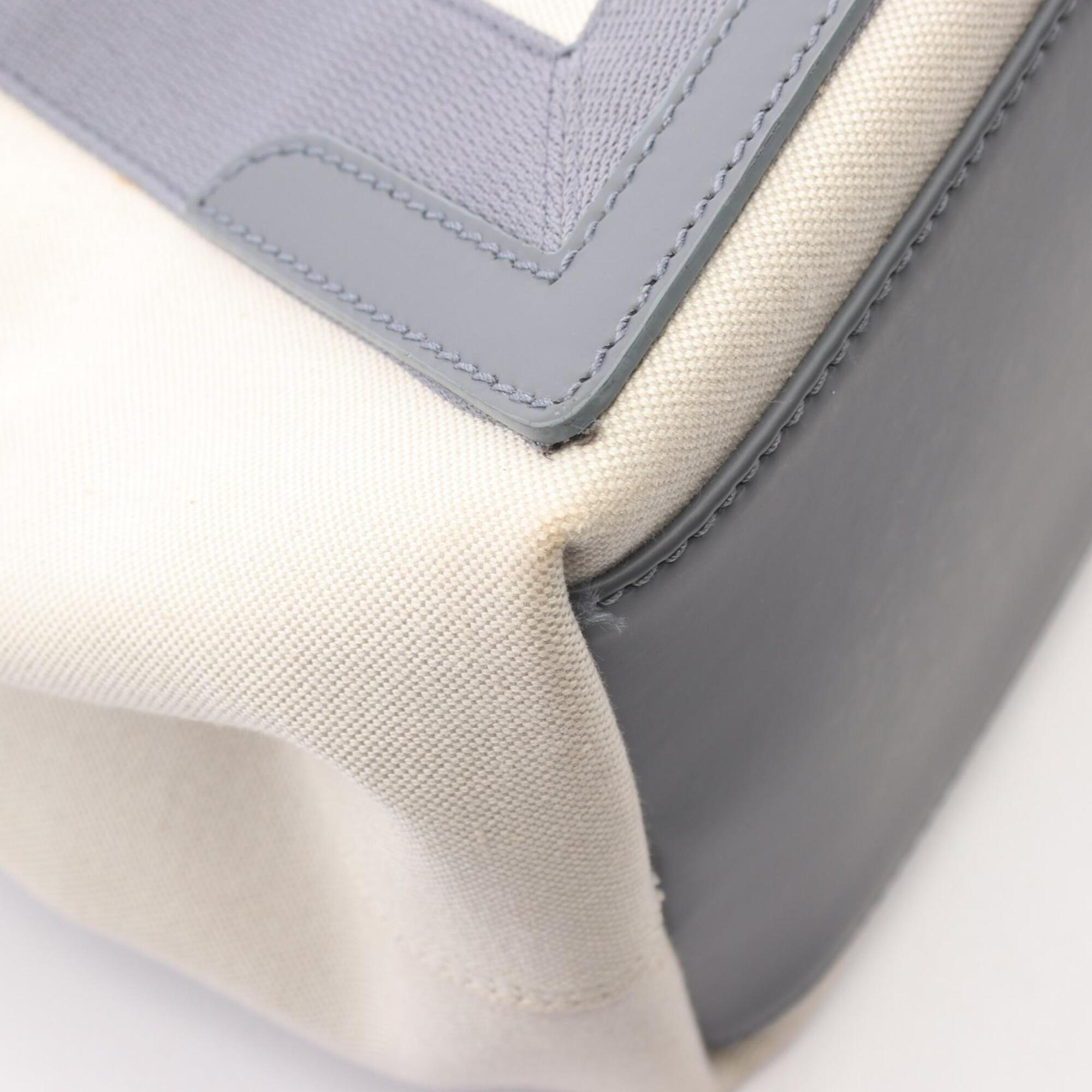 Balenciaga Gray Ivory Canvas Leather Handbag Pouch Tote Bag (Pre-Owned)