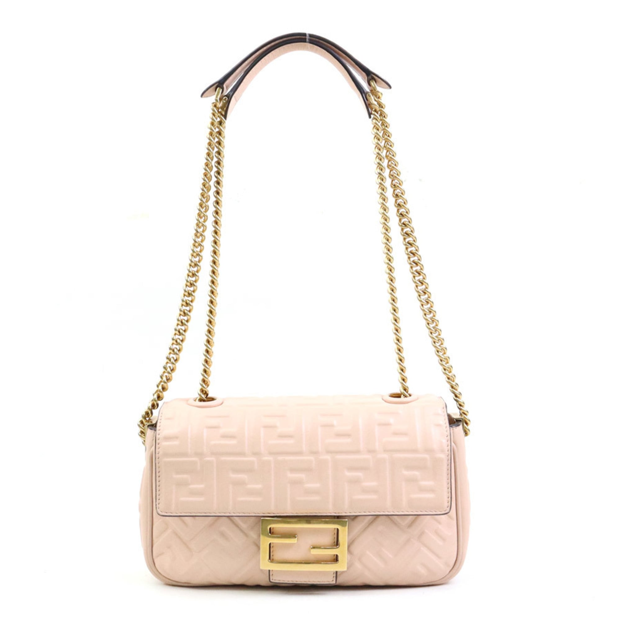 Fendi Pink Beige Leather Shoulder Bag (Pre-Owned)