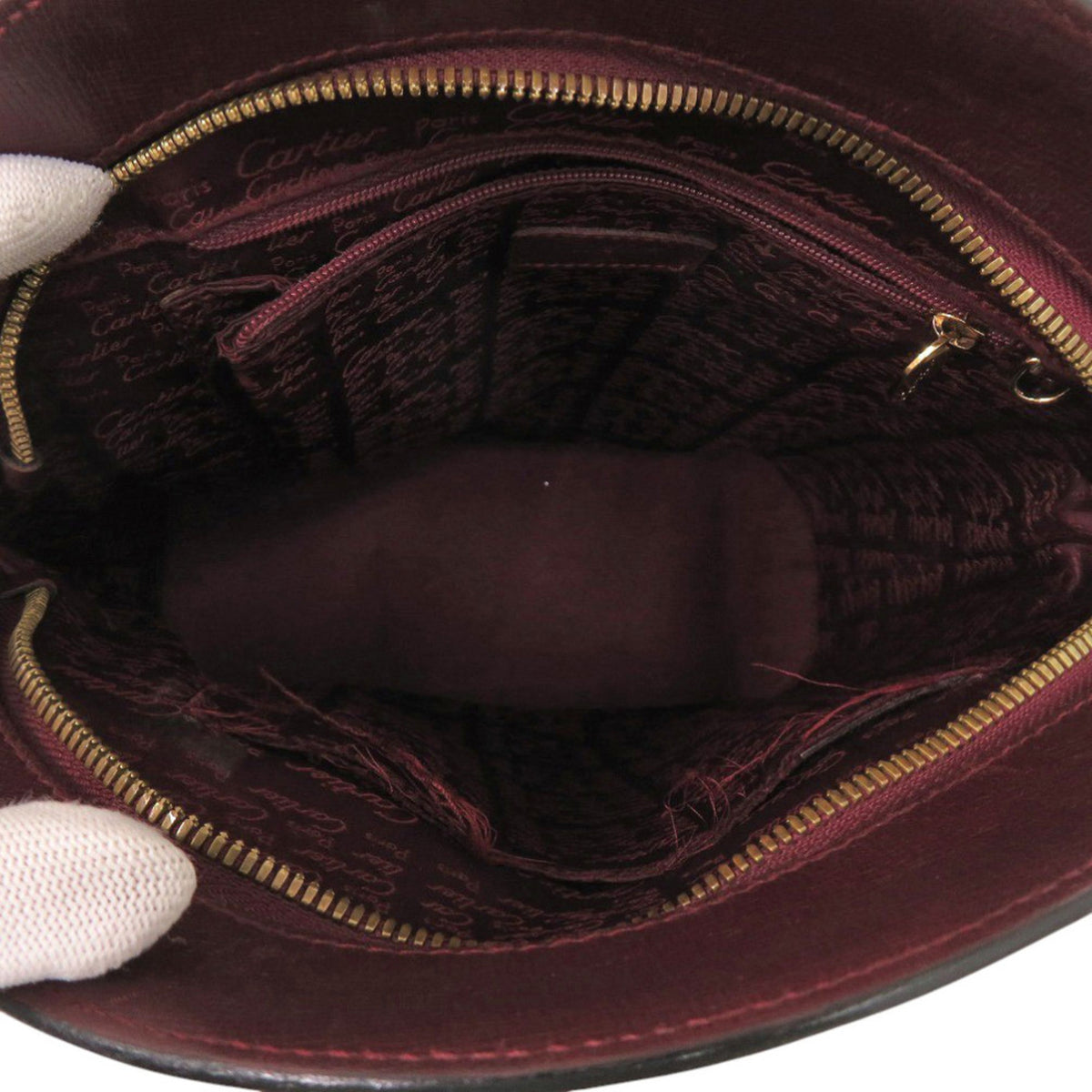 Cartier Bordeaux Red Color Leather Handbag (Pre-Owned)