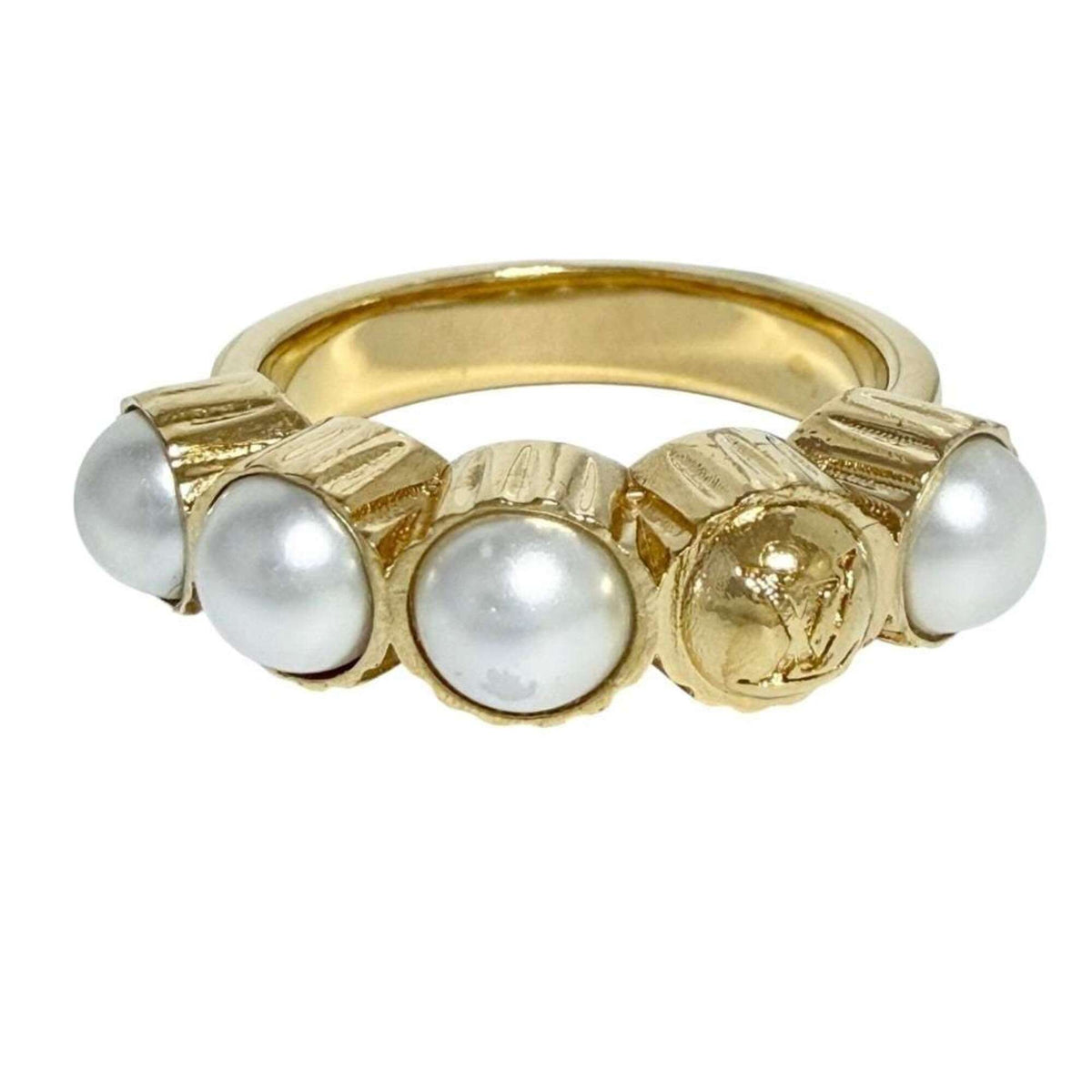Louis Vuitton Artificial Pearl Metal Band Ring (Pre-Owned)