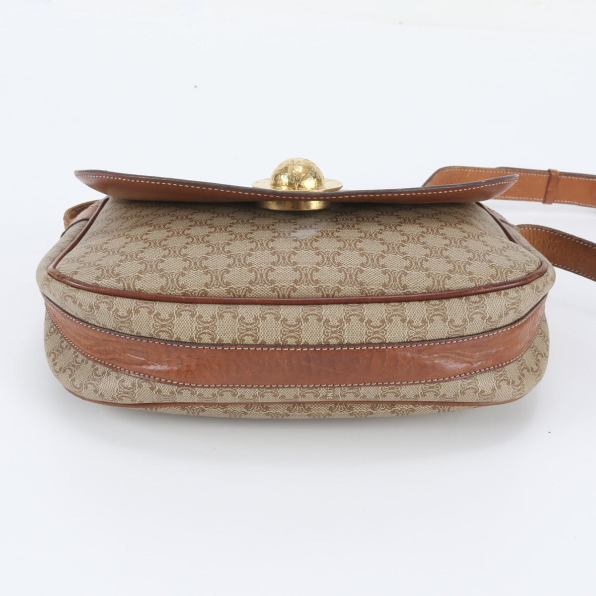 Celine Brown Leather Coated Canvas Crossbody Bag Shoulder Bag (Pre-Owned)