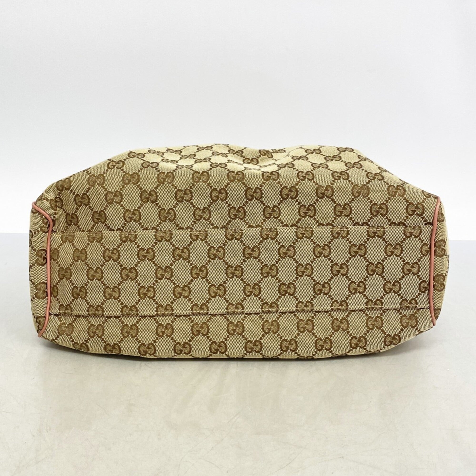 Gucci Beige Brown Pink Canvas Tote Bag (Pre-Owned)
