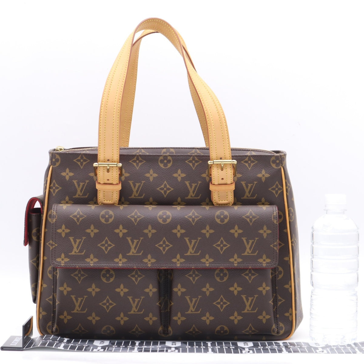 Louis Vuitton Beige Brown Coated Canvas Leather Handbag (Pre-Owned)