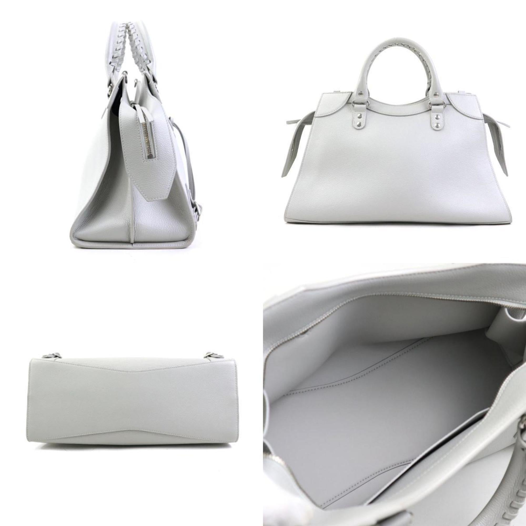 Balenciaga Light Gray Leather Handbag Shoulder Bag (Pre-Owned)